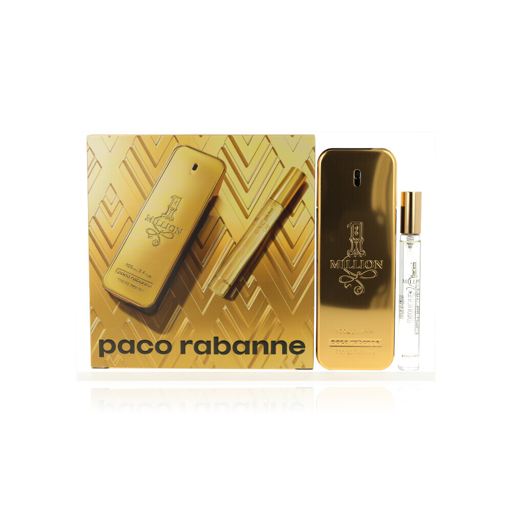 Paco Rabanne 1 Million Giftset EDT Spray 100ml + EDT Travel Spray 10ml -Free P&P