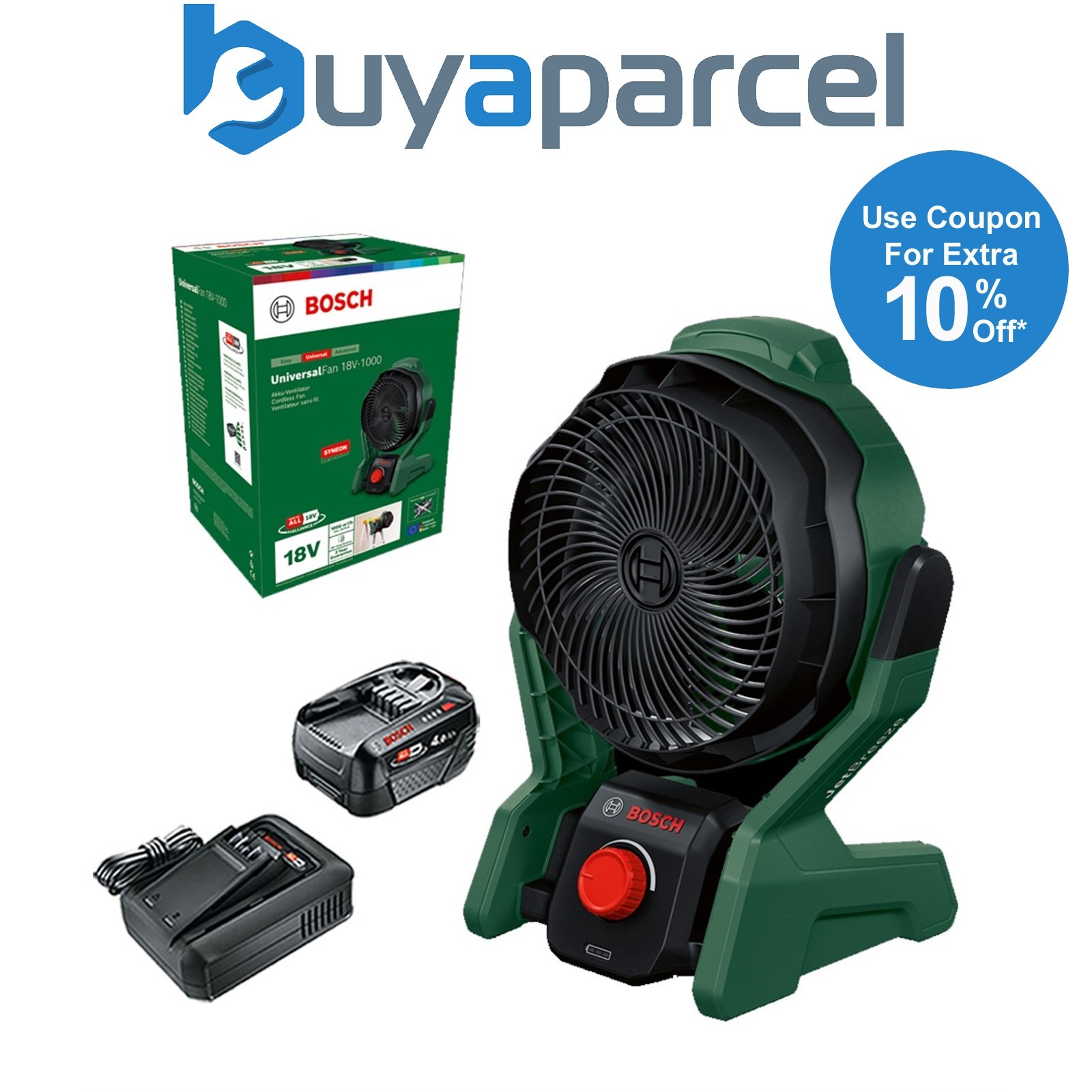Bosch 06039E1000 UniversalFan 18v Cooling Workshop Fan + 4AH Battery Kit