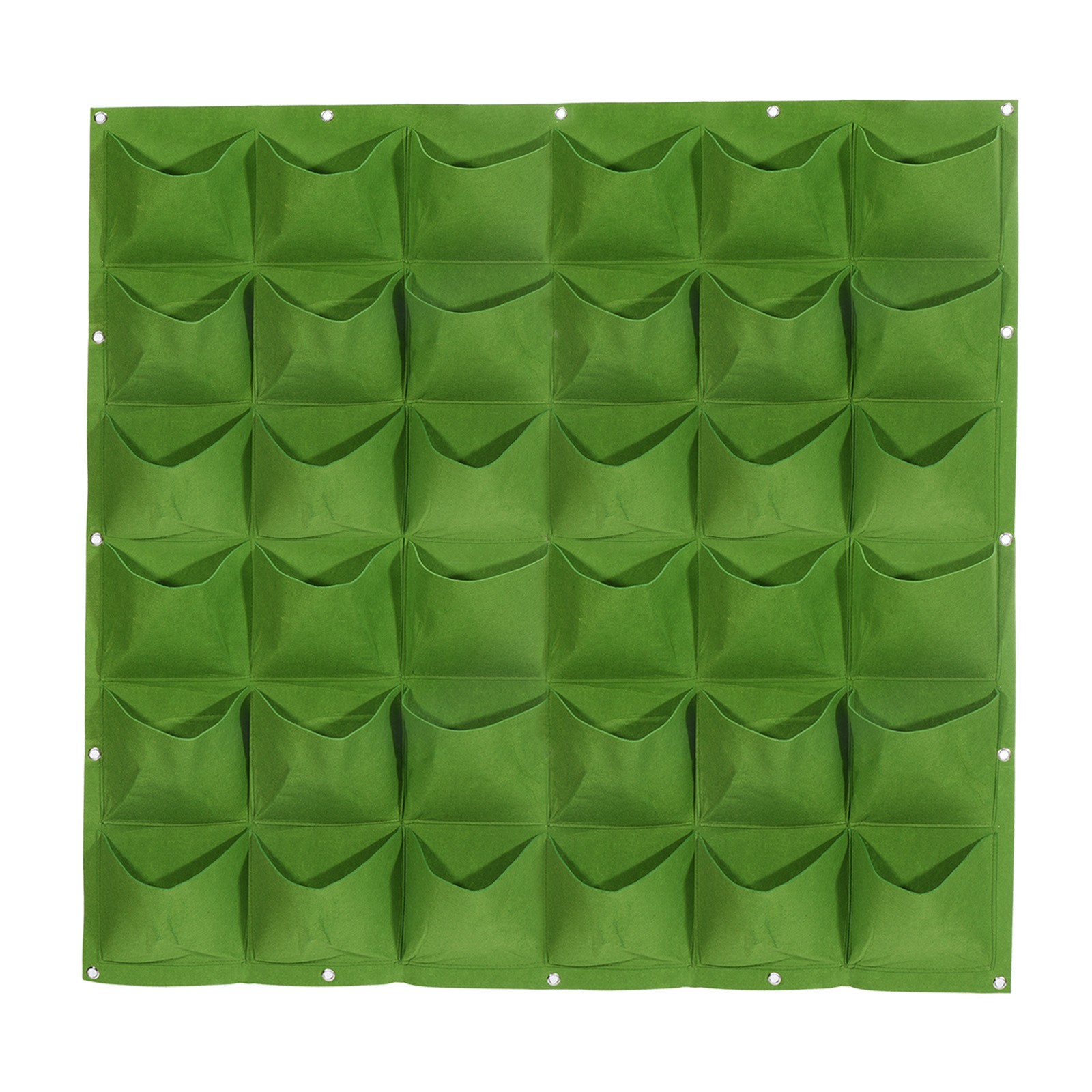 Vertical Hanging Felt Fabric Grow Bag Flowerpot Bag with 36 Pockets, Green