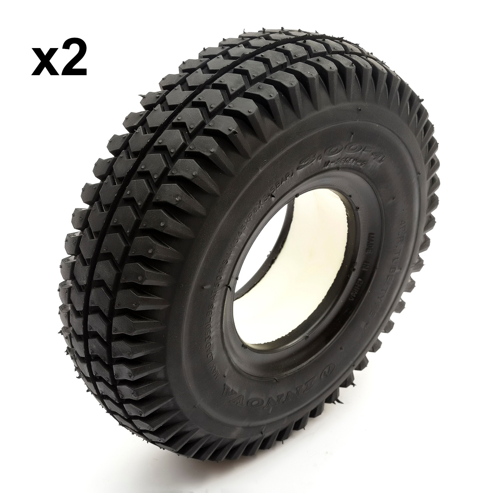 2x Solid PU Tyre 260x85 4 Inch Black Puncture Proof Mobility Scooter Block Tread