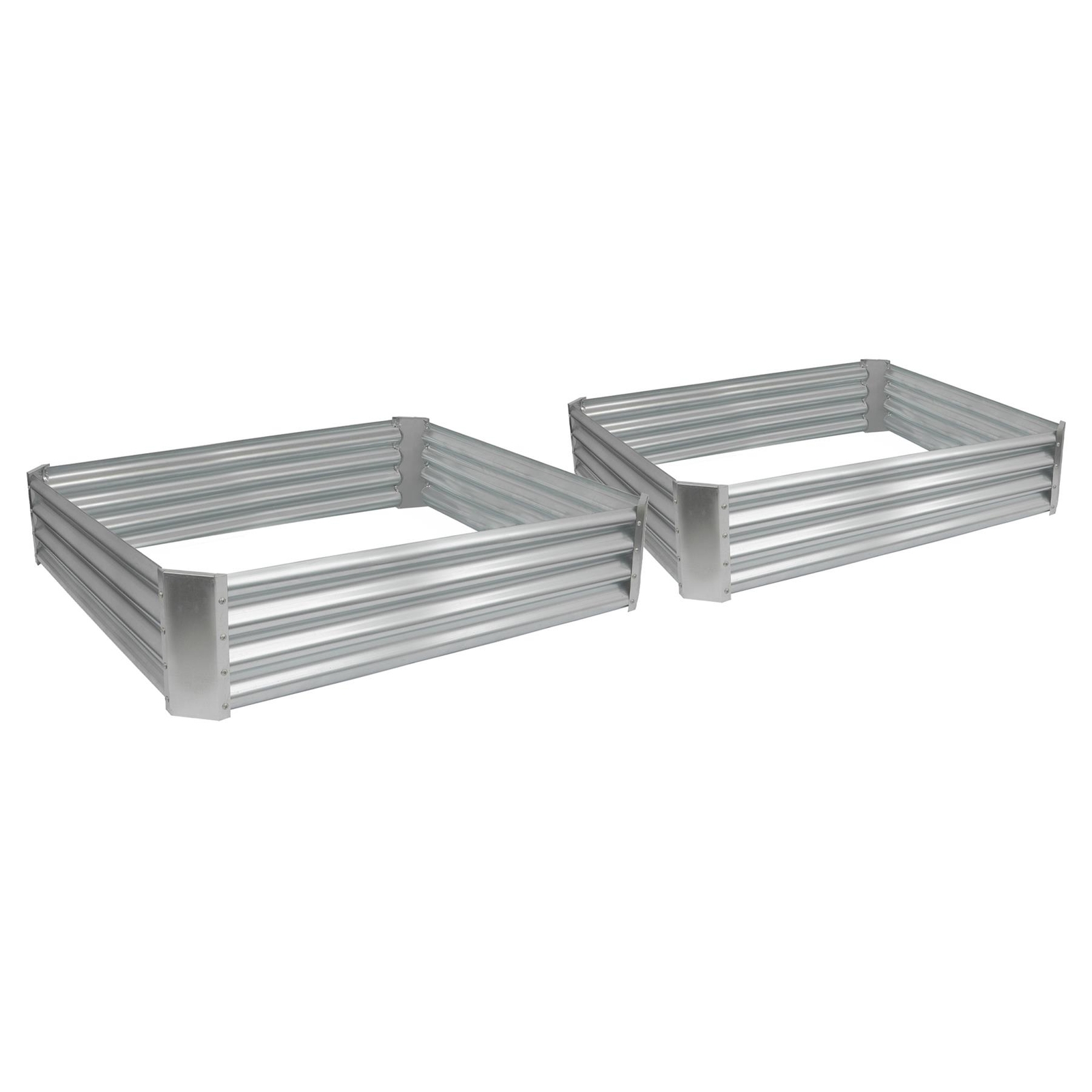 2x Silver 120cm x 120cm Square Galvanised Steel Raised Garden Beds Planter Box