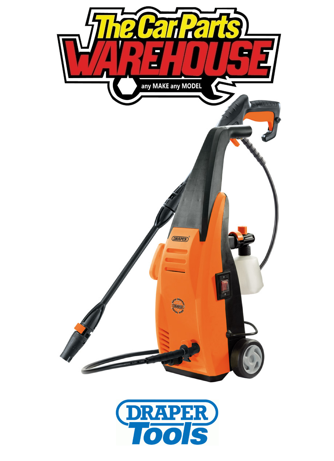Draper 53509 ORANGE 1200W Pressure Washer 240V