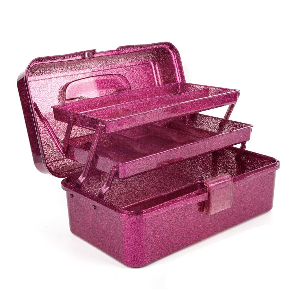 3X(Glitter & Craft Tool Storage Box,3-Layer Stackable Carry Tackle Box6077