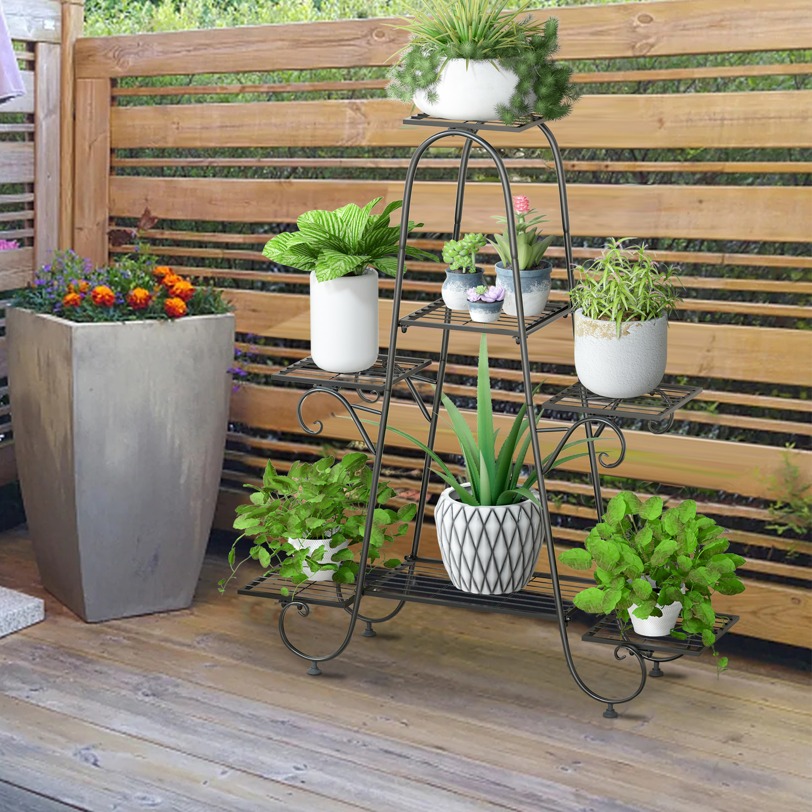 Multi Tier Metal Plant Stand Plant Pot Holder Display Enhanced Stable Shelf Deco