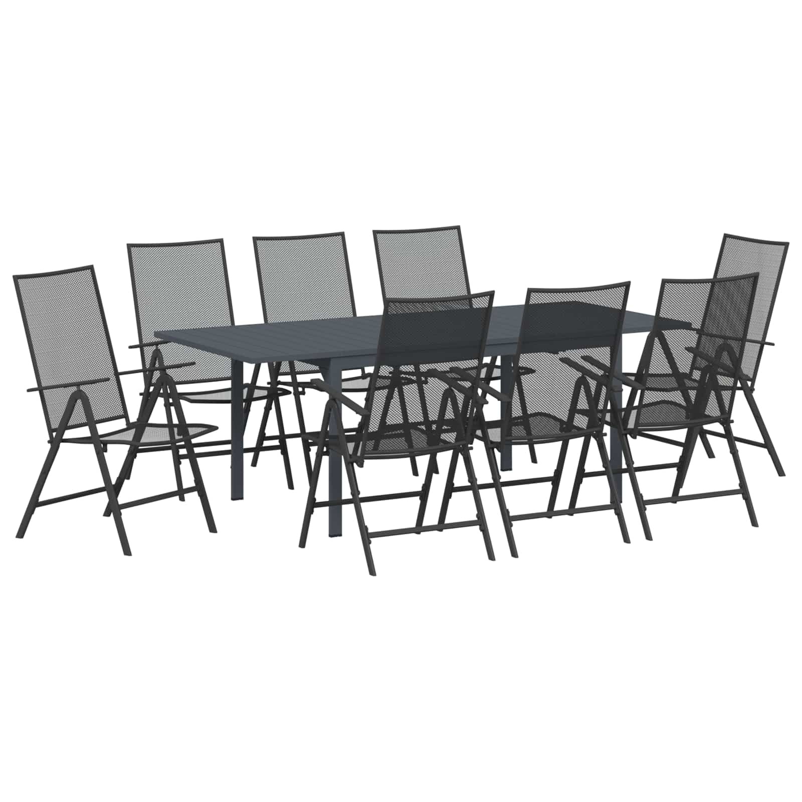 vidaXL Garden Dining Set Folding 9 pcs Anthracite Steel, Modern Garden Dining Se