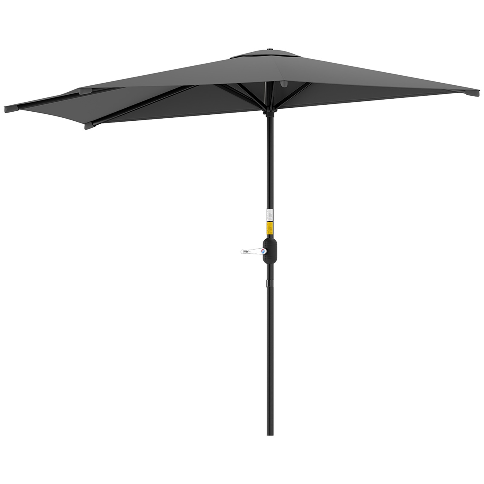 Outsunny 3(m) Half Round Parasol Garden Sun Umbrella w/ Crank Dark Grey