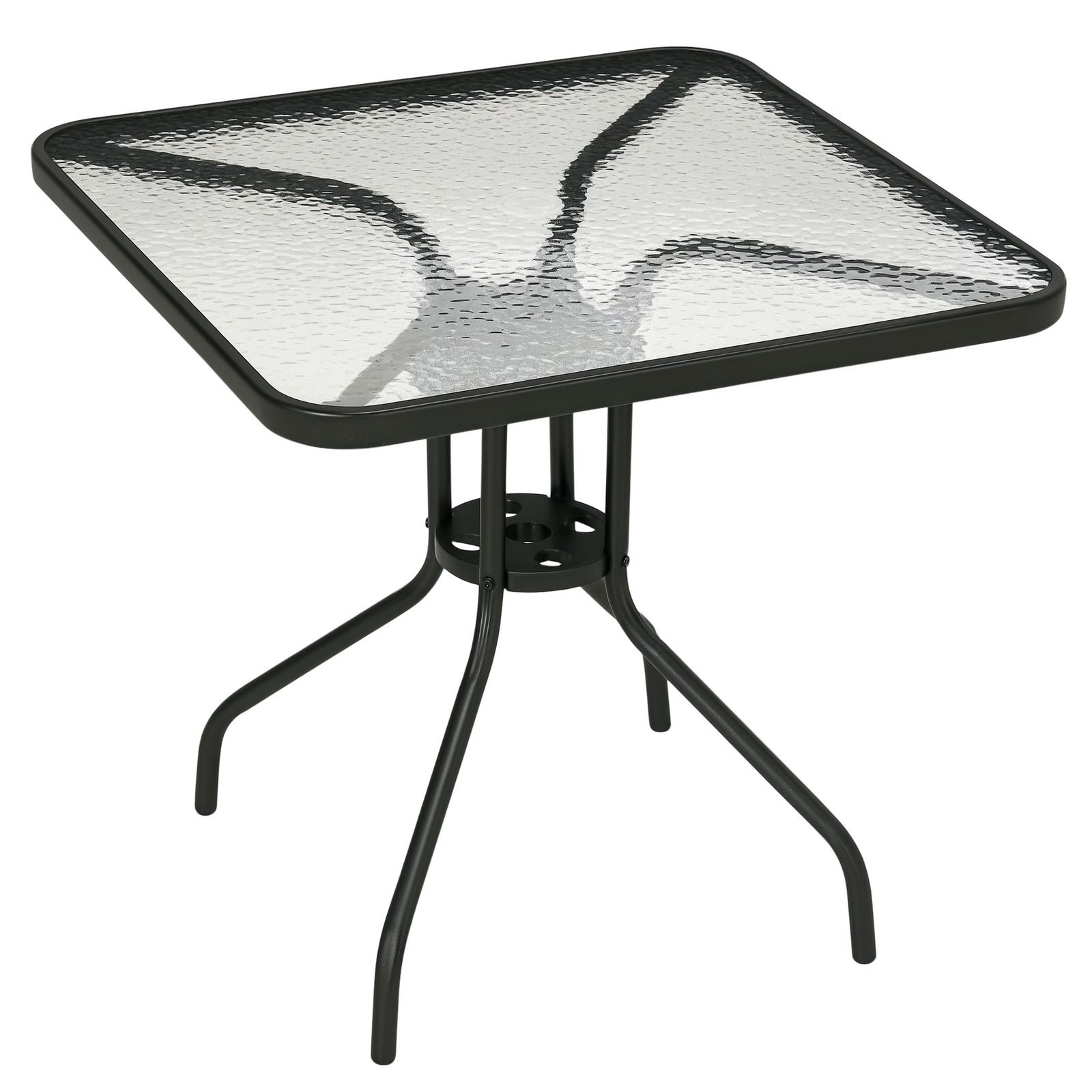 Outsunny Square Patio Table, Glass Top Garden Dining Table 76 x 76cm
