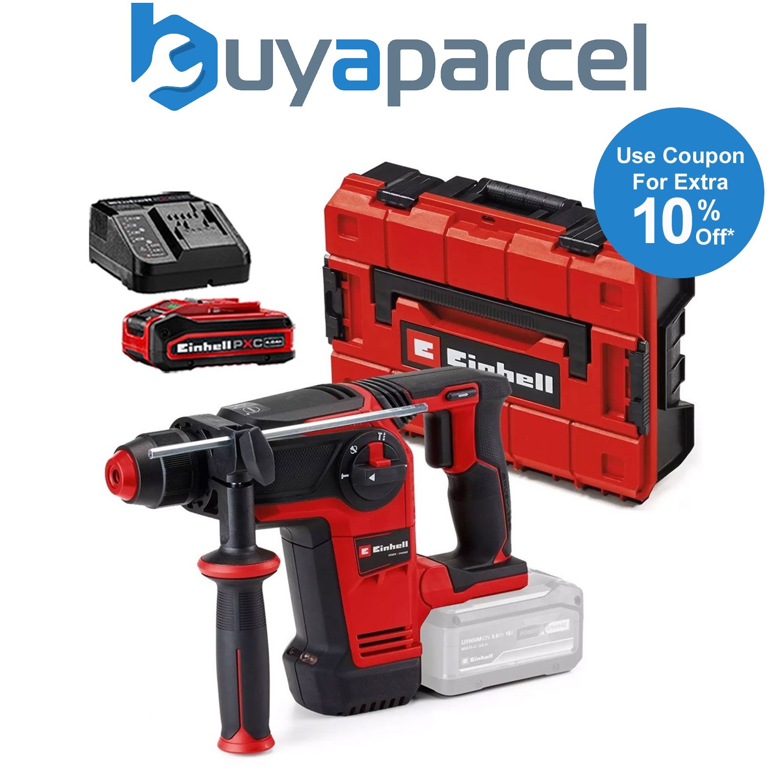 Einhell Professional 18v Cordless Brushless SDS Hammer Drill 26mm + 4AH Kit