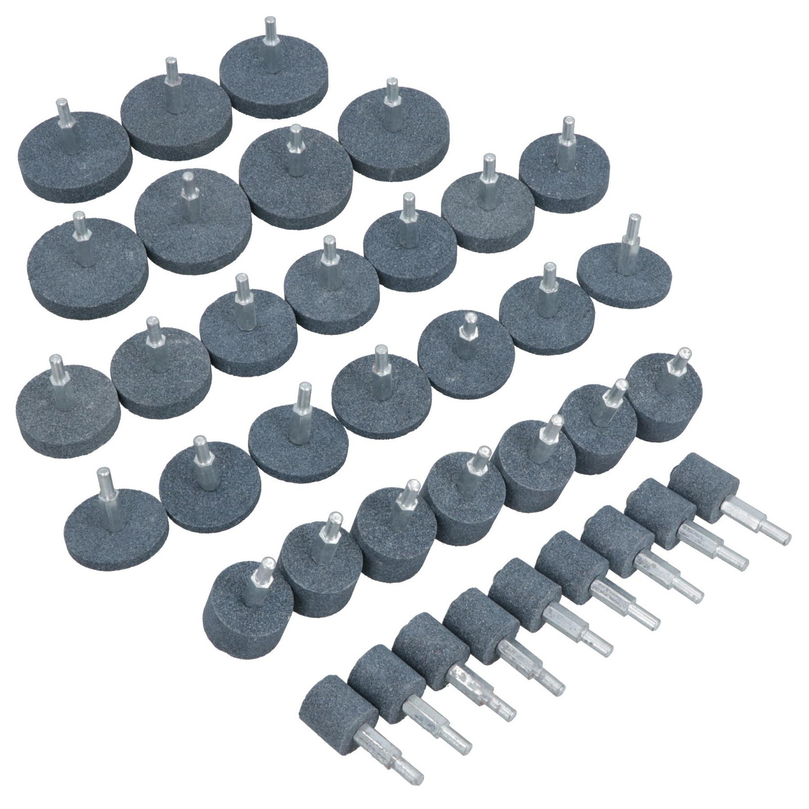36pc Assorted Grinding Stones / Wheels Coarse and Fine with 1/4" Arbor TE473