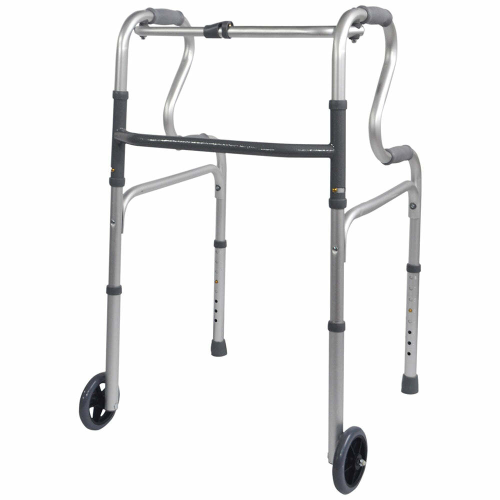 Dual Rise Lightweight Aluminium Folding Walking Frame Wheeled for Easy Transport