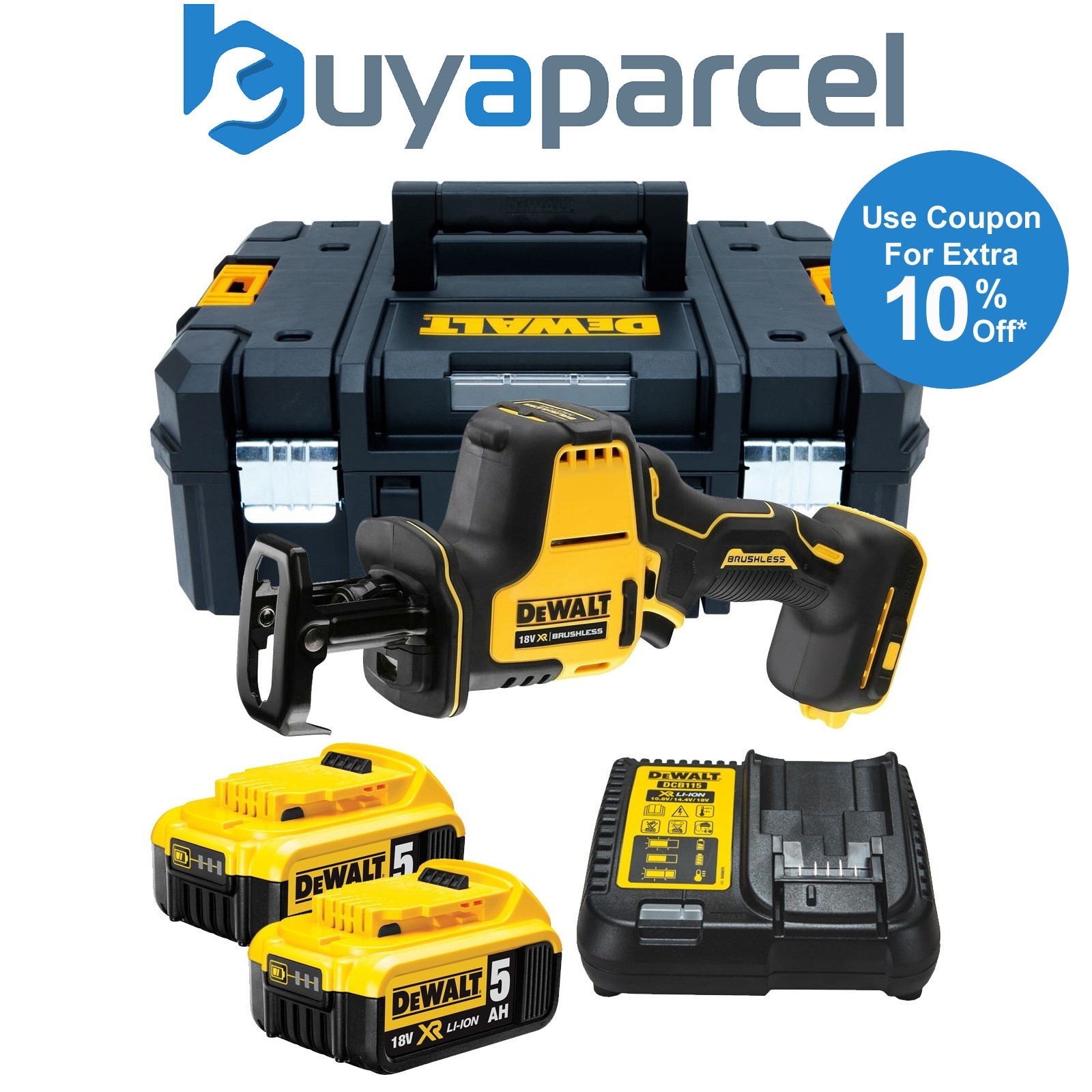 Dewalt DCS369P2 18v XR Sub Compact Brushless Reciprocating Saw - 2x5.0ah Batt