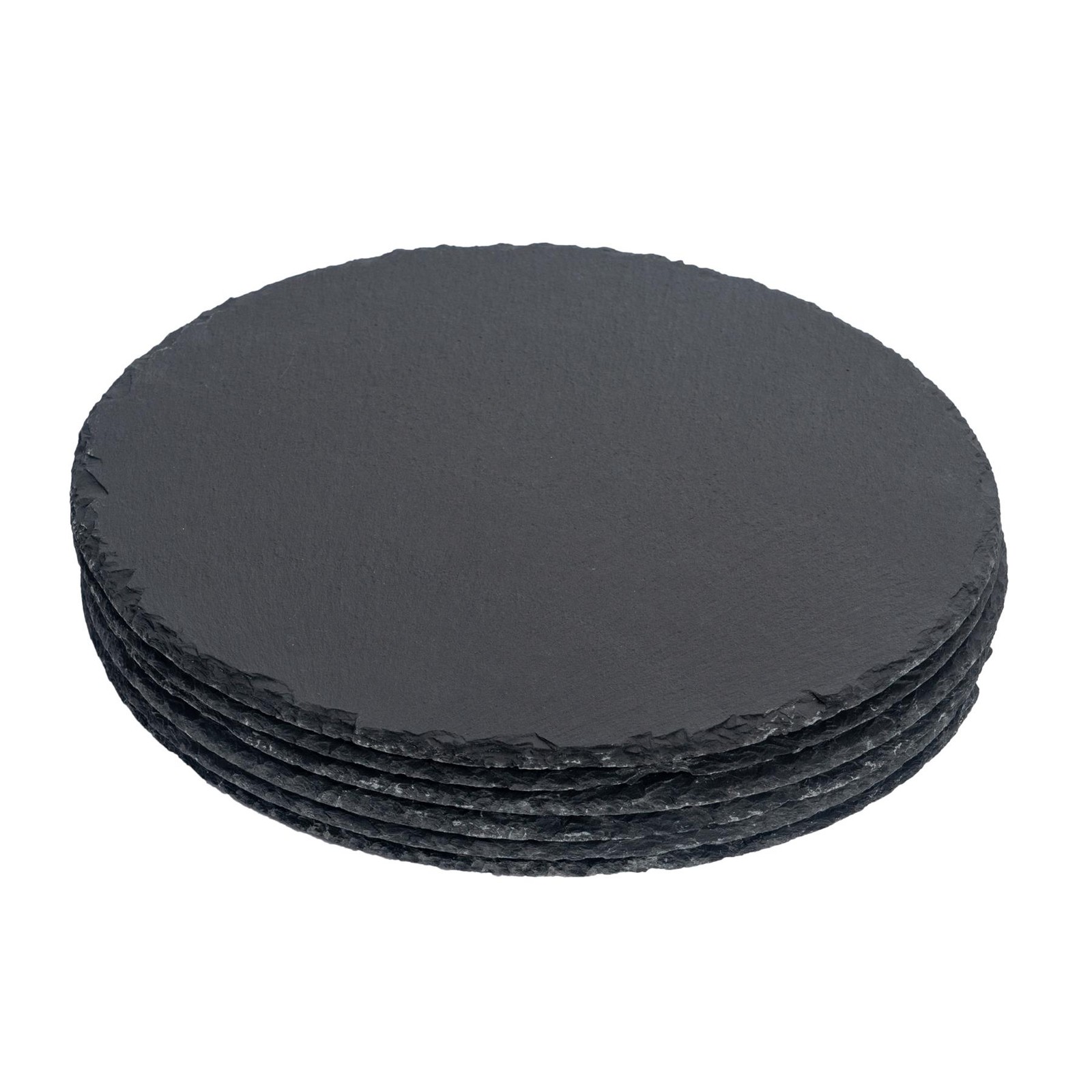 6x Round Slate Placemats Rustic Dining Table Place Setting 30cm Grey