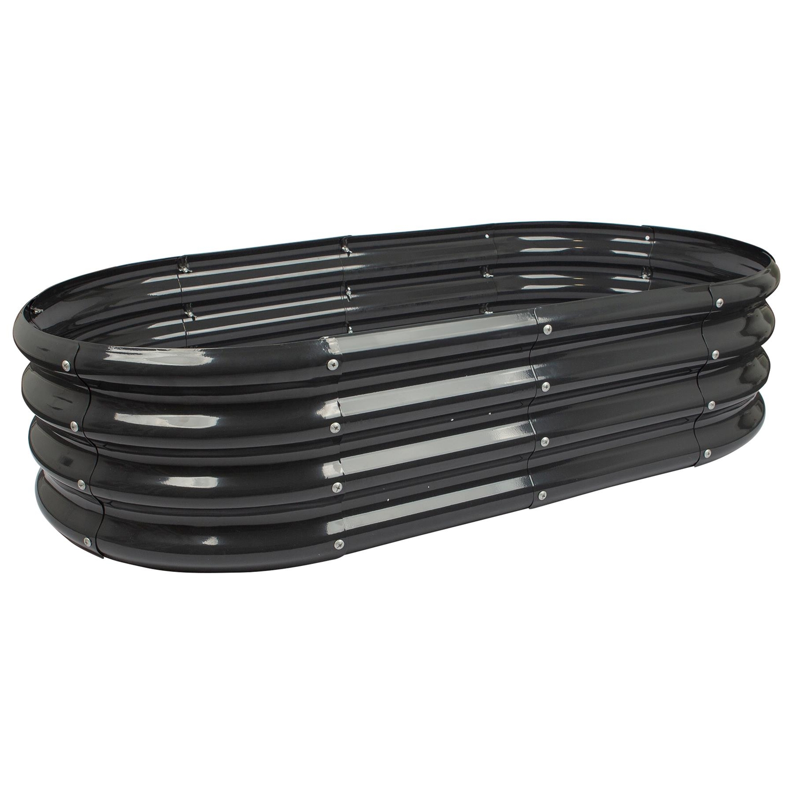 1x Anthracite 120cm x 60cm Rounded Galvanised Steel Raised Garden Bed Planter