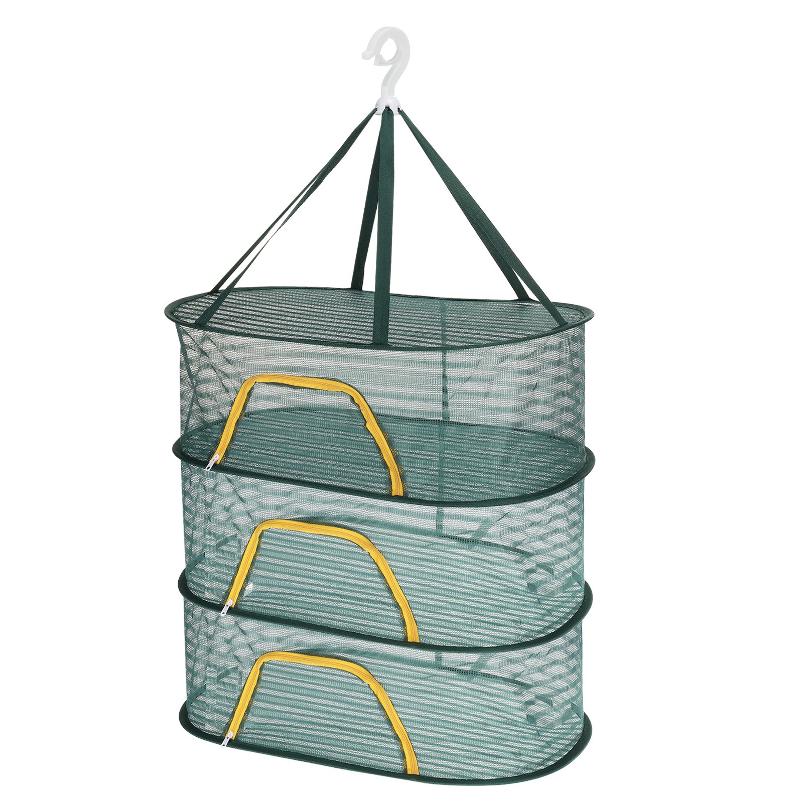 Folded Mesh Clothes Hanging Dryer, 3 Layers Drying Rack, 70cmx50cm, Green