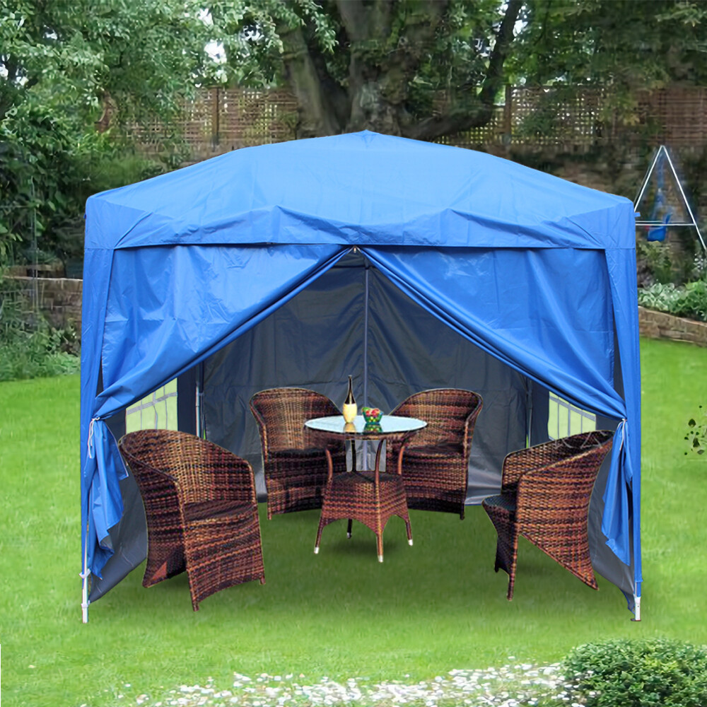 2x2m Outdoor Pop Up Gazebo Garden Party Marquee Tent with 4 Leg Weights Blue