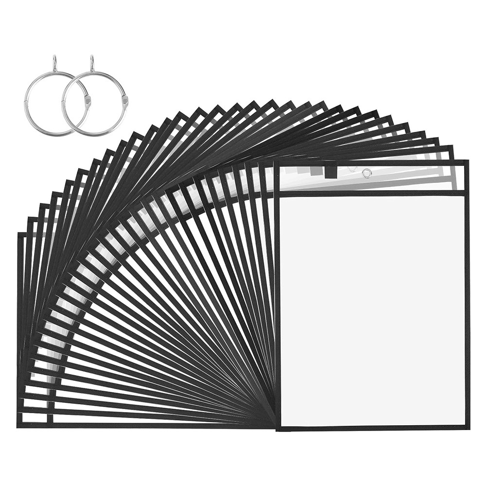 Dry Erase Pockets - Reusable Writing and Wiping Pockets for Teachers School3767