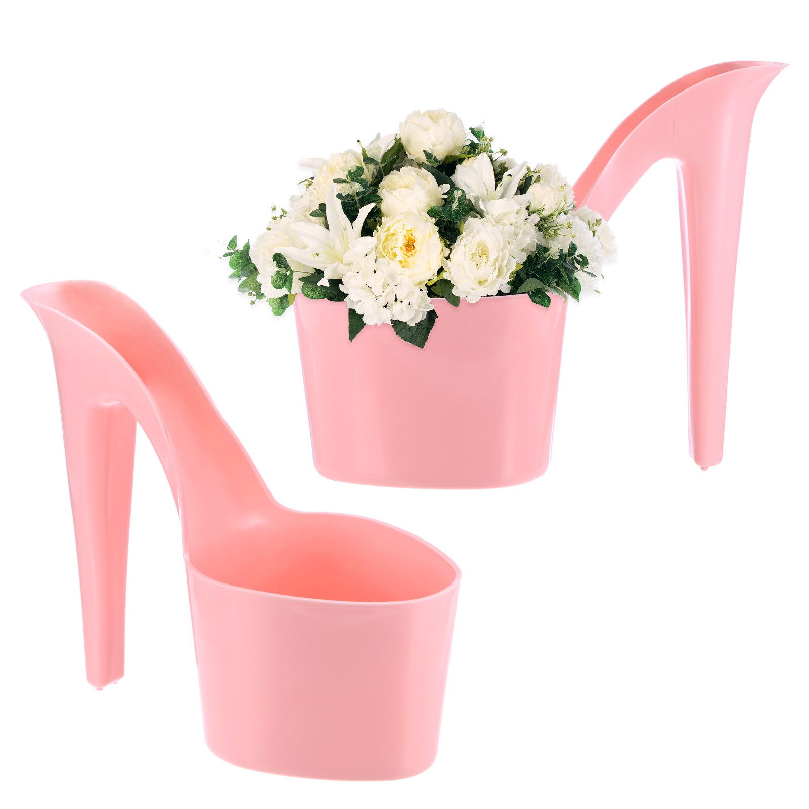 2-Pack High Heel Shaped Flower Pot, 8.5 Inch High Heel Shaped Shoe Vase [Pink]