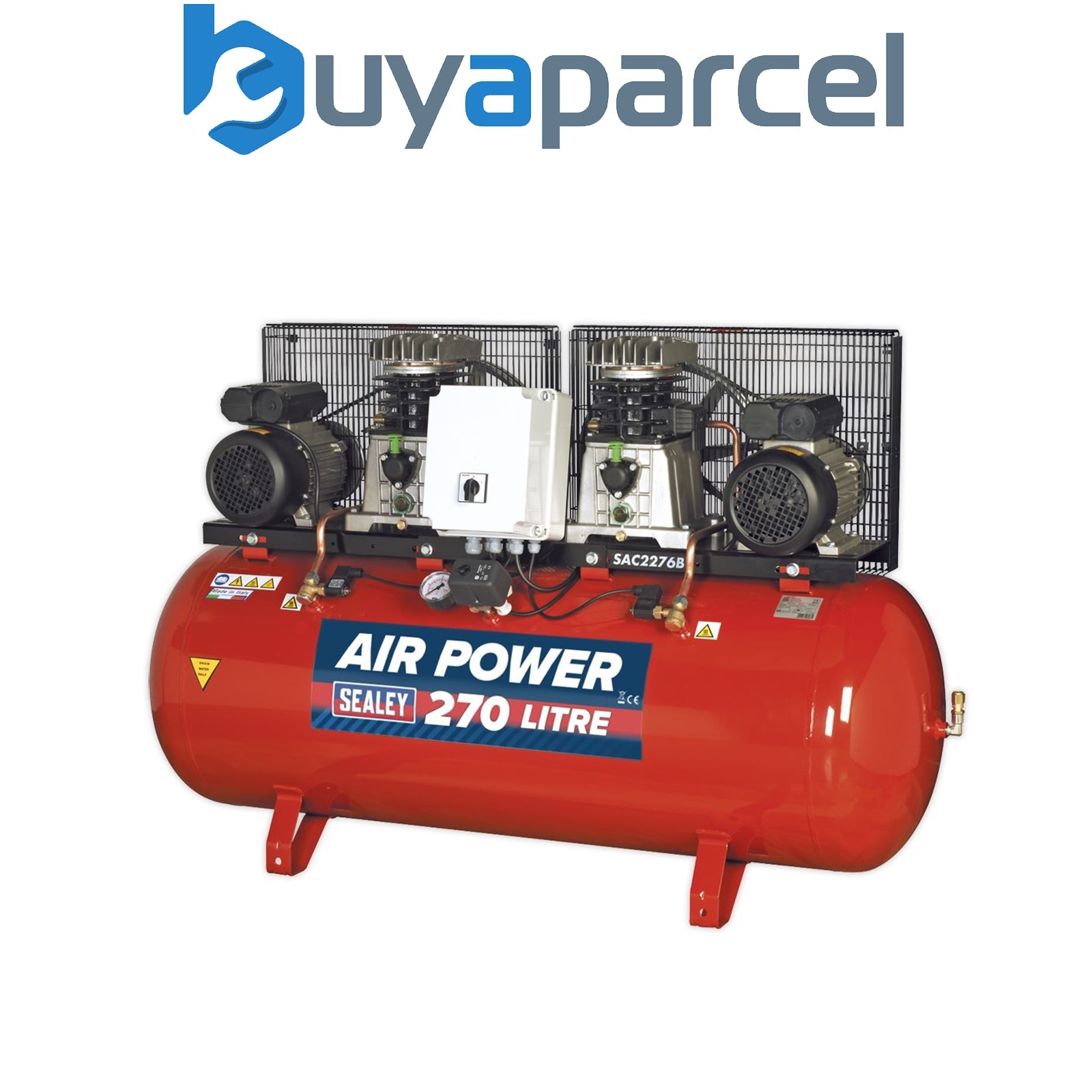 Sealey SAC2276B 270L Belt Drive Air Compressor with Cast Cylinders 2 x 3hp