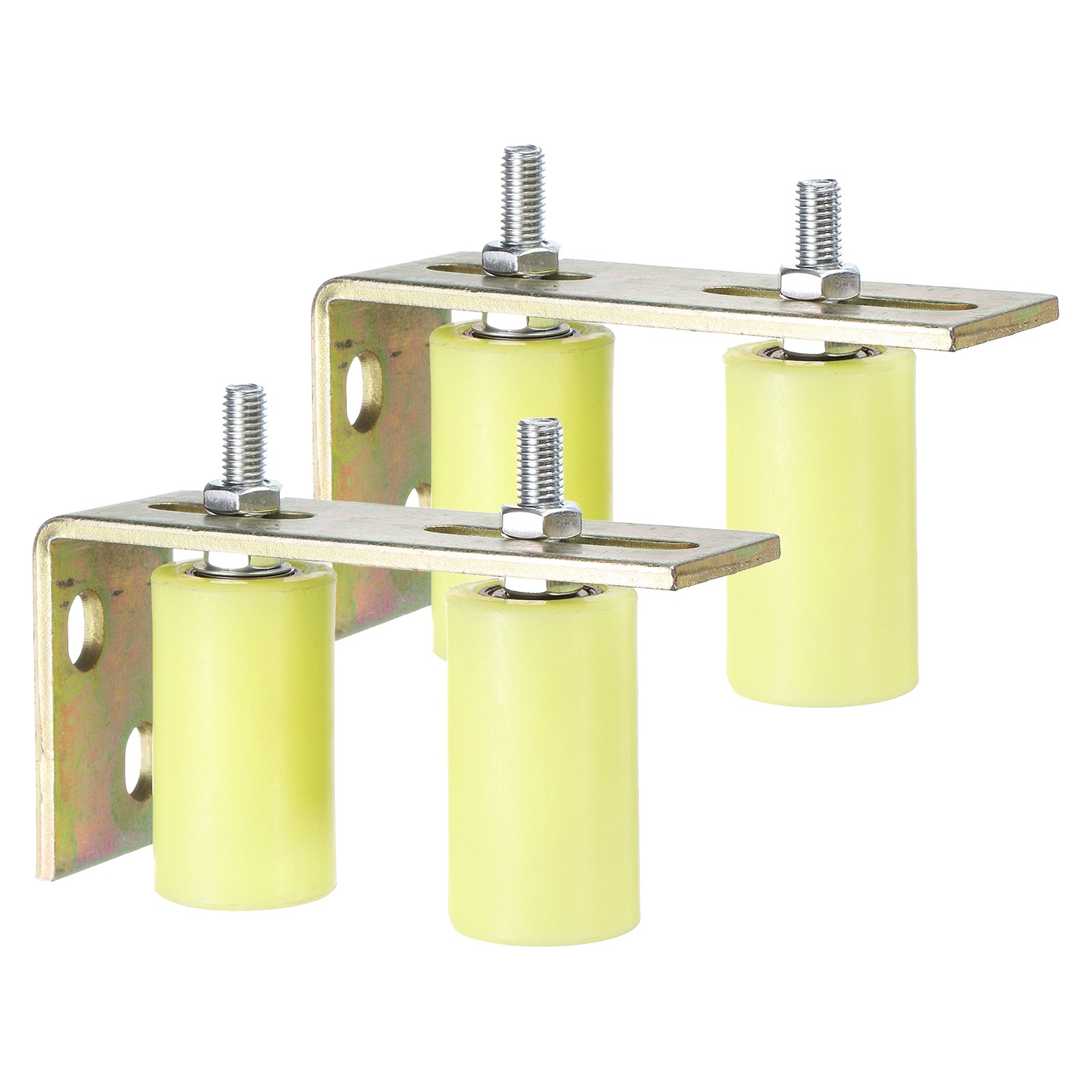 4 Pcs Slide Gate Guide Roller, 3" Nylon Gate Support Rollers w Bracket, Yellow