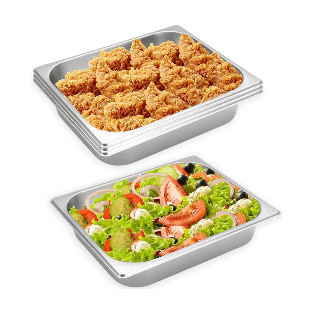 4 Pcs Half Size Hotel Pan, 1/2 Size 2.5 Inch Deep Stainless Steel Steam9757