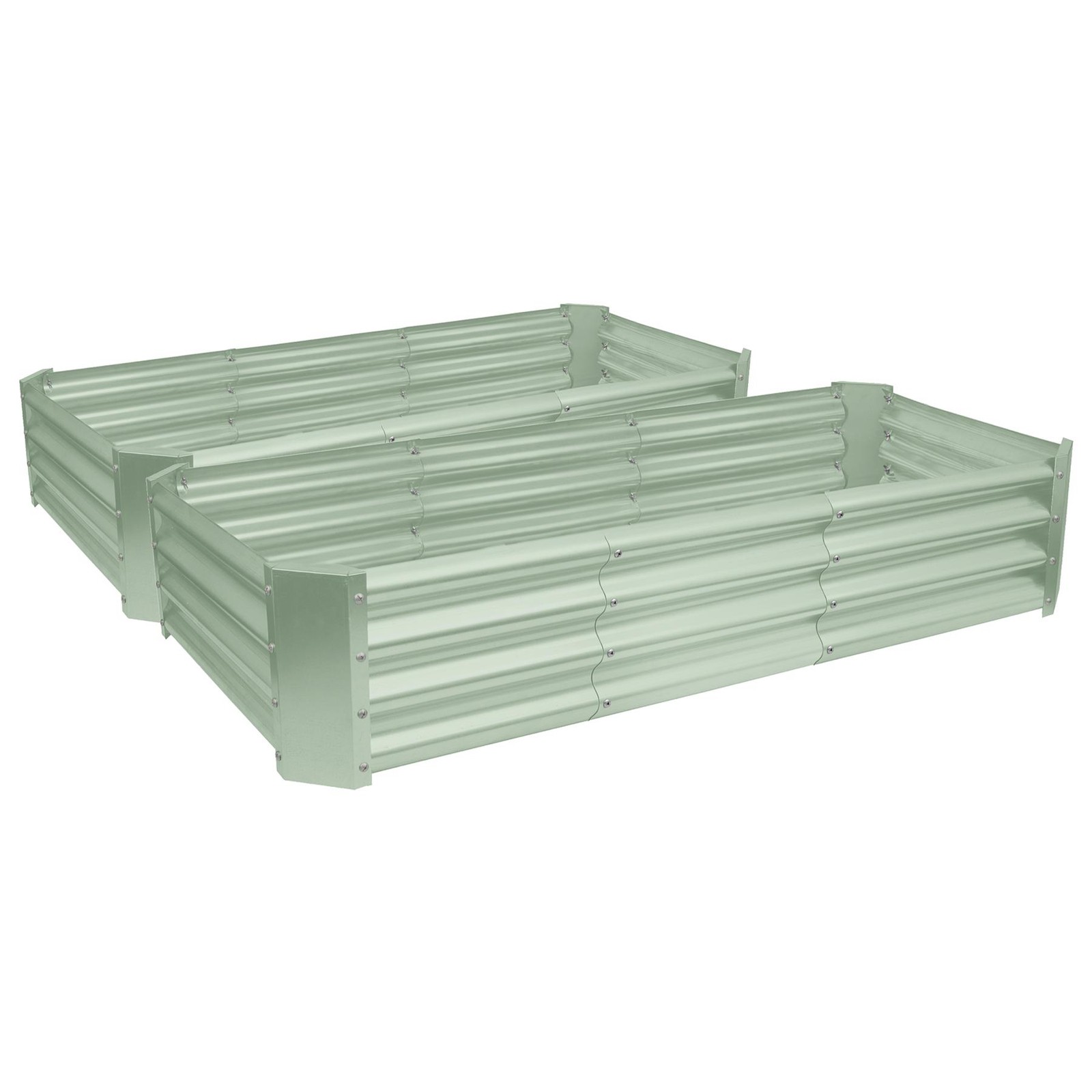 2x Green 180cm x 90cm Rectangle Galvanised Steel Raised Garden Beds Planter Box