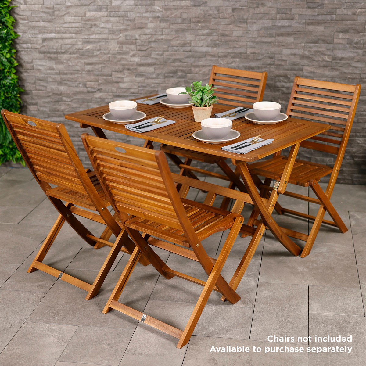 Charles Bentley FSC Acacia Hardwood Rectangular Folding Table (ONLY)