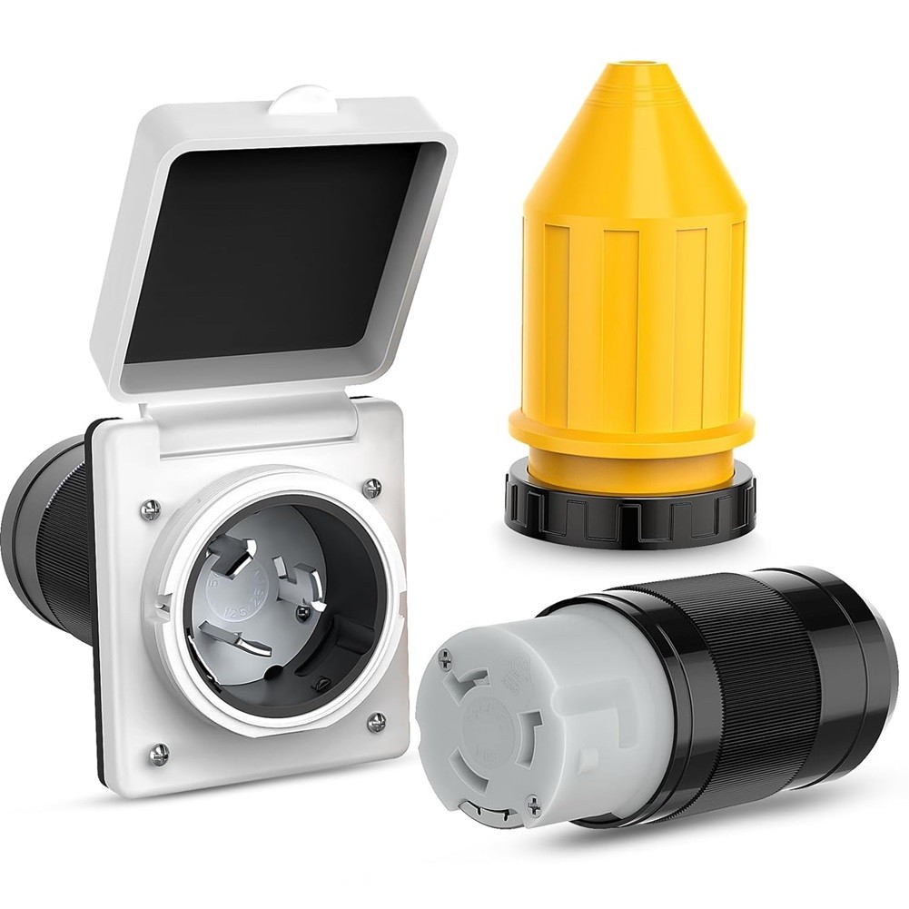 50AMP RV Inlet Outlet Shore Kit W/Boot Cord Protector 125/250V NEMA8103