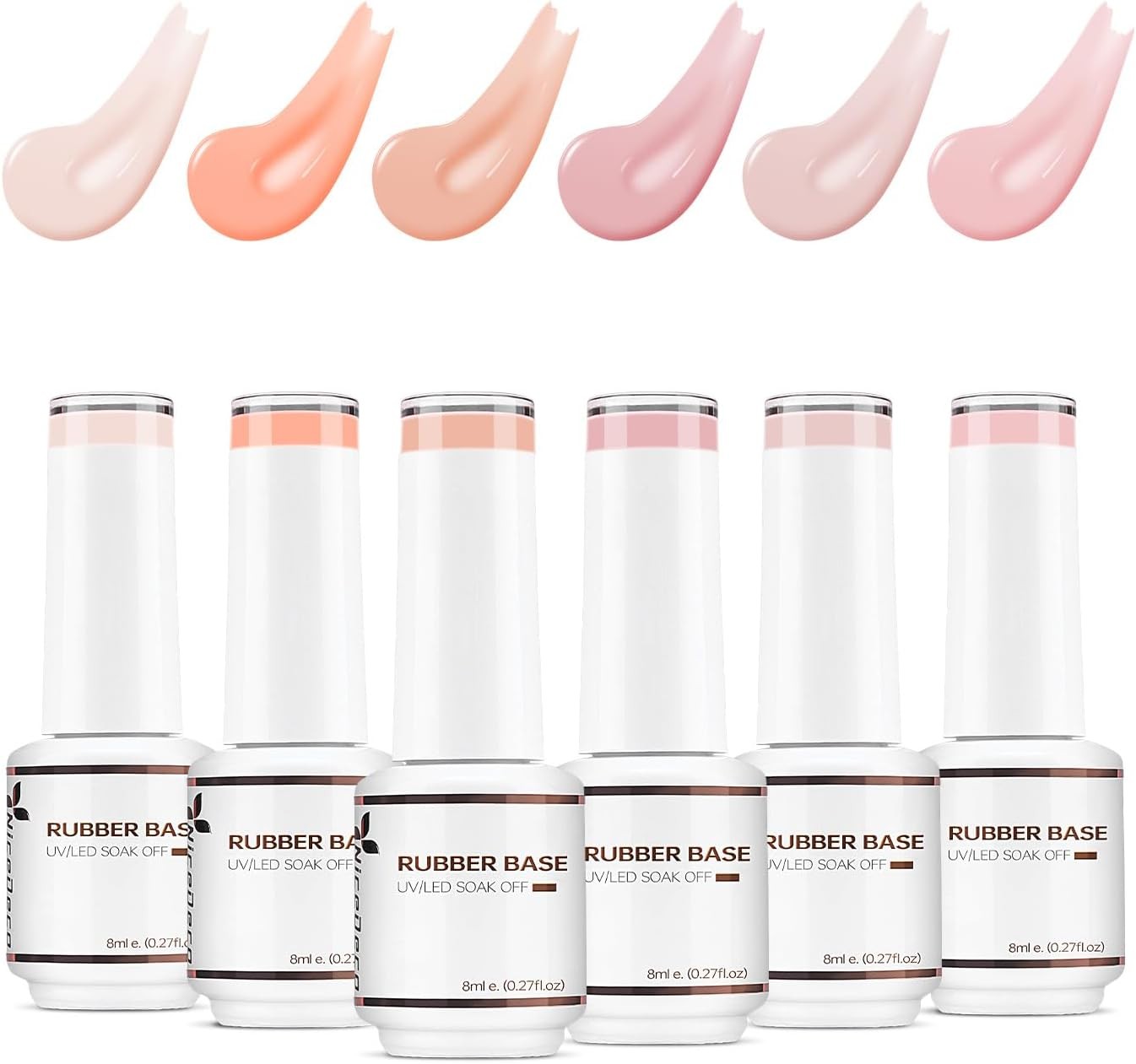 Nicedeco 4 In 1 Rubber Base Gel Set For Nails, Hema Free Nude Rose Pink Sheer C