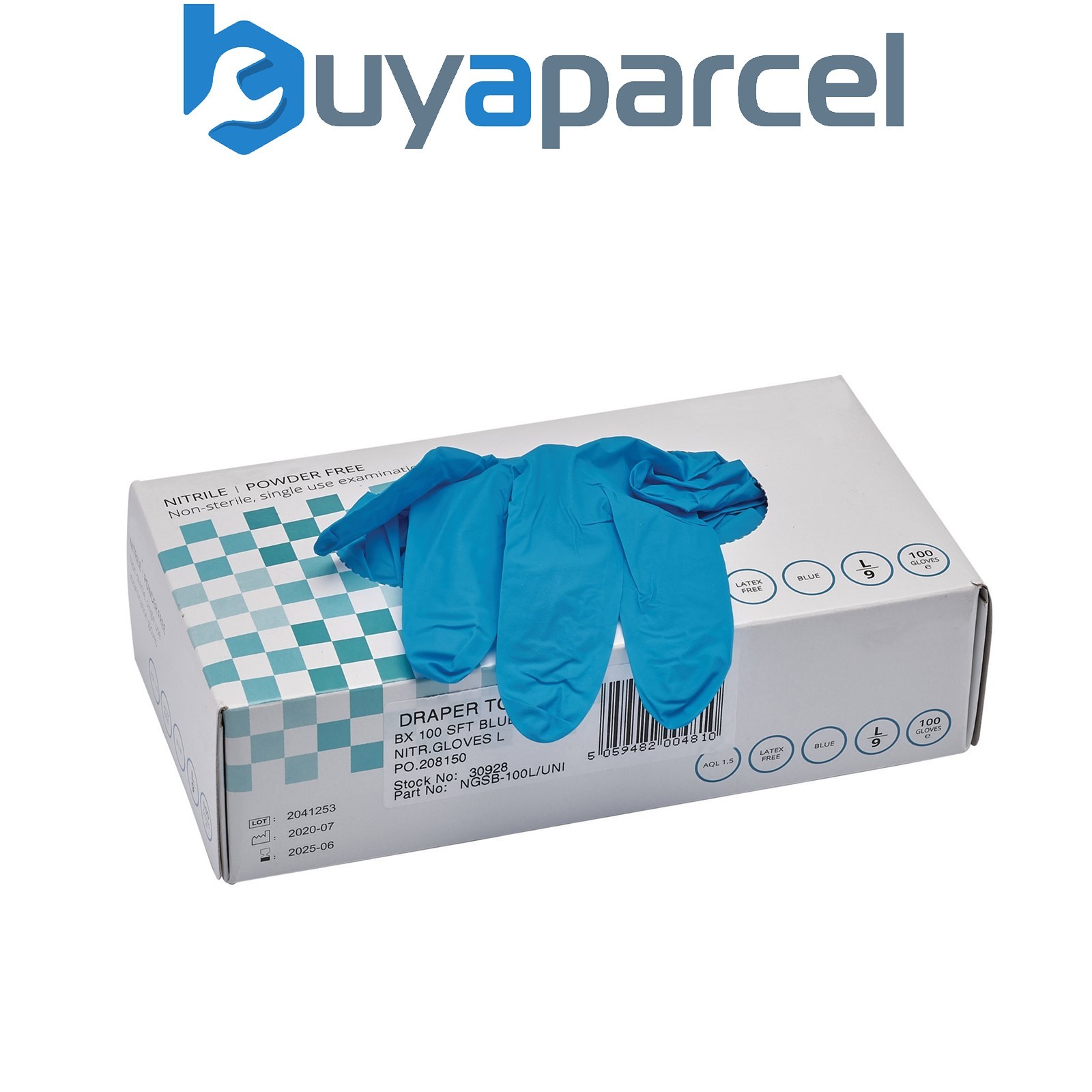 Draper 30928 Nitrile Gloves, Large, Blue (Pack of 100)