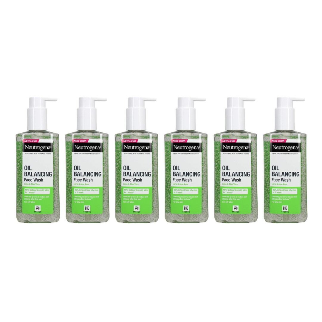 Neutrogena Oil Balancing Lime & Aloe Vera Face Wash 200ml - Pack of 6