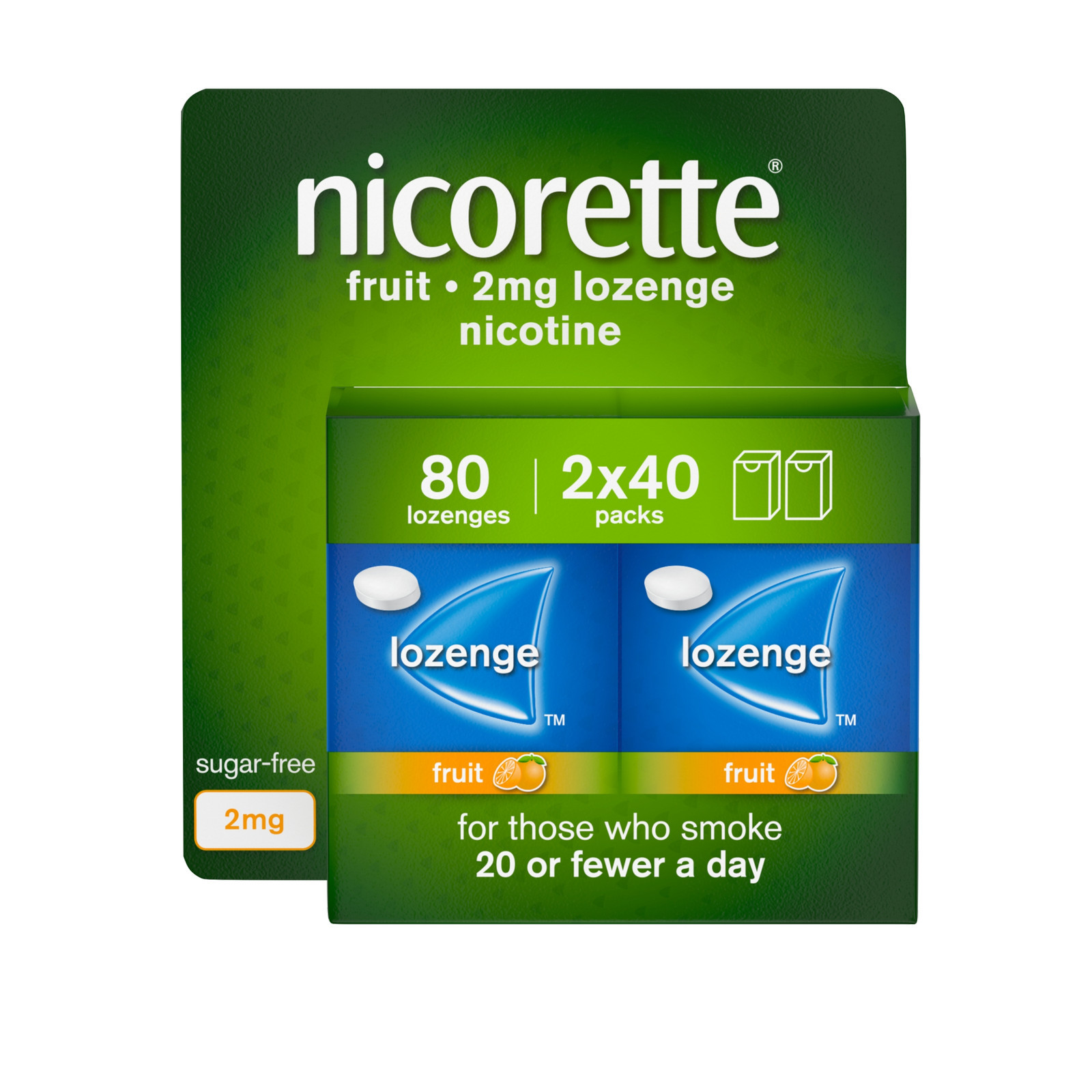 Nicorette Fruit 2mg Lozenge 80 Lozenges 2 x 40 Quit Smoking Aid