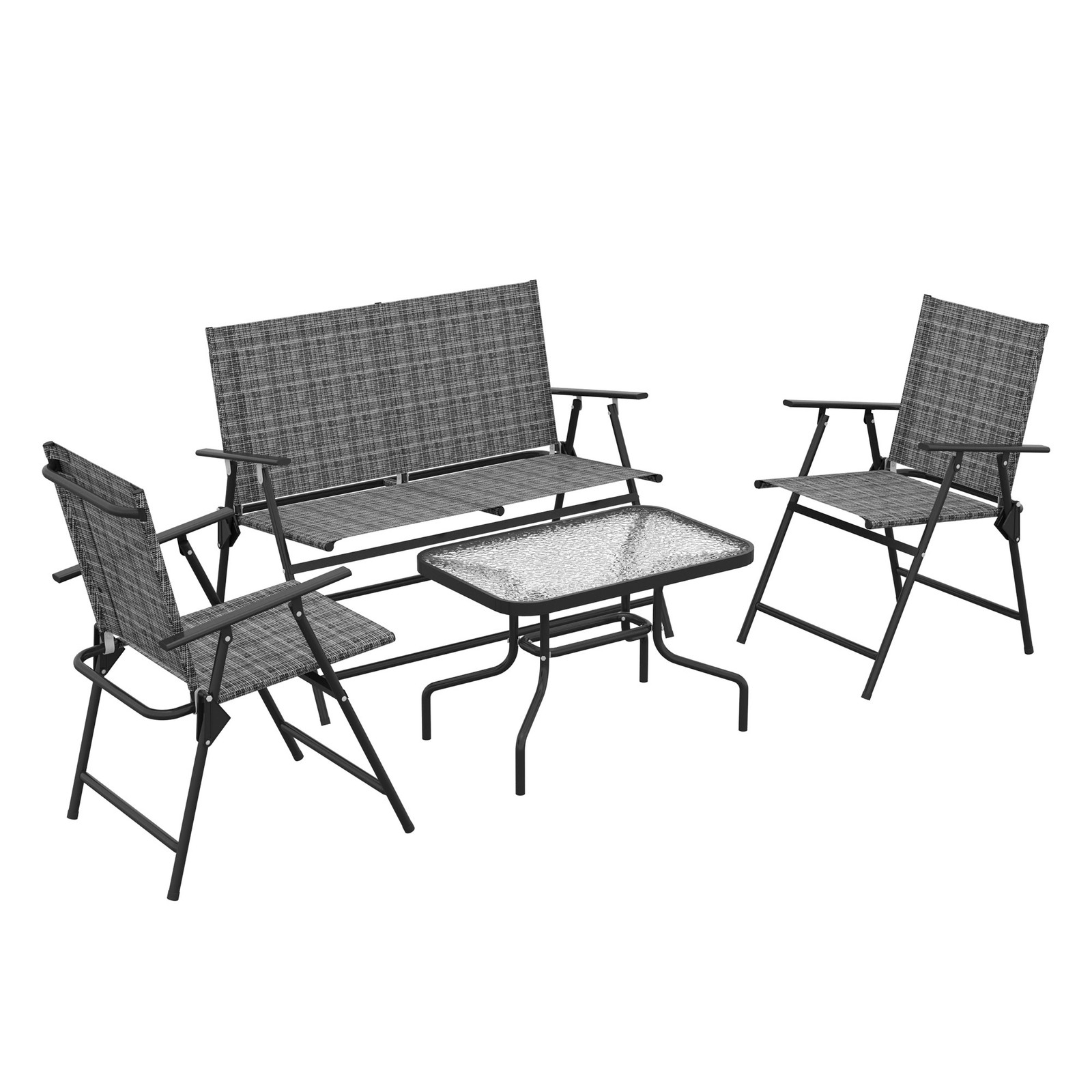 Outsunny Patio Furniture Set, Garden Set w/ Table, Foldable Chairs, a Loveseat