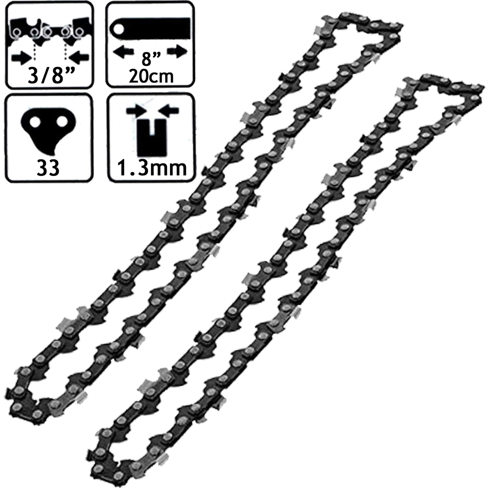 Saw Chain 33 Drive Link 8" 20cm Bar SPEAR & JACKSON Chainsaw x 2