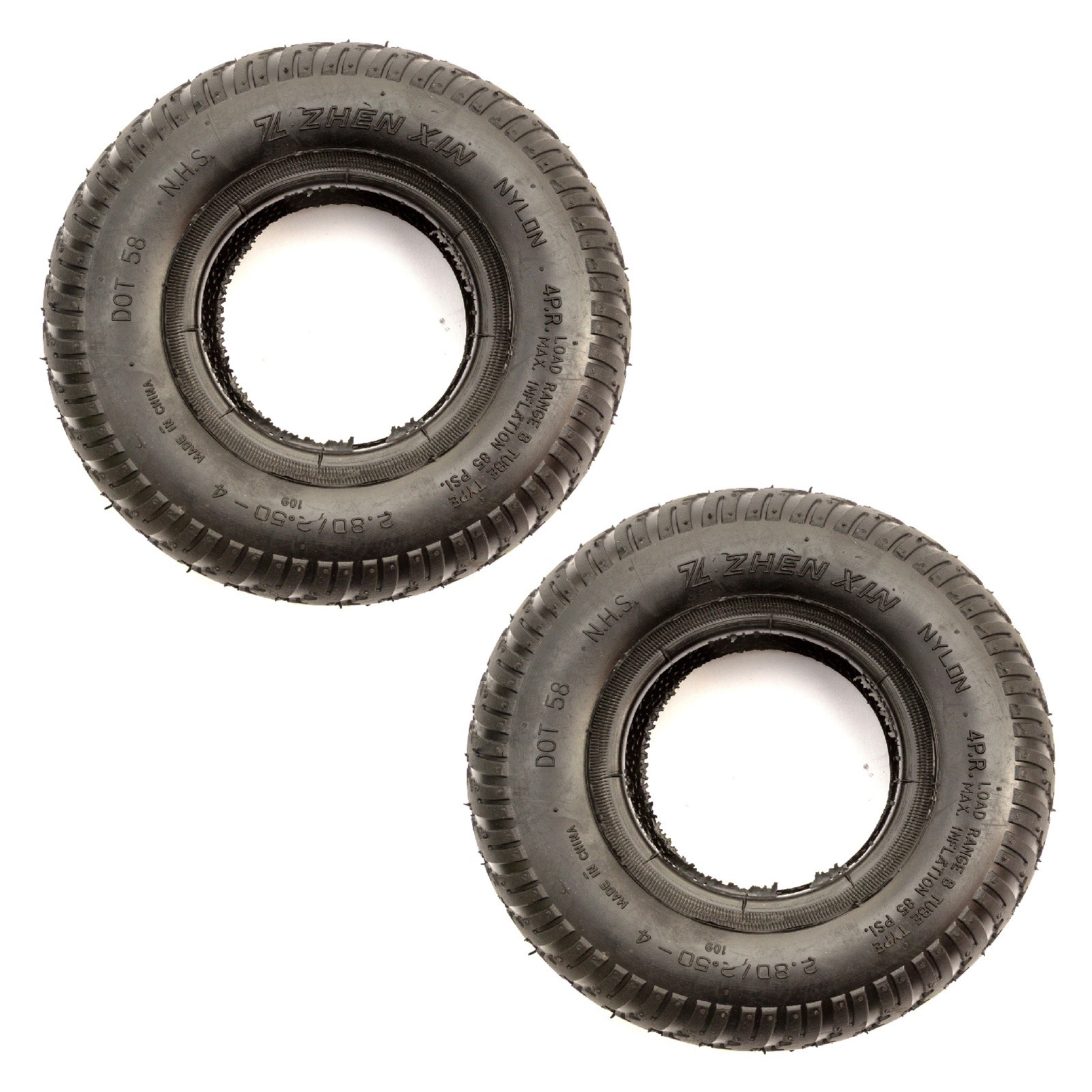 2 Pack 2.80/2.50-4 Mobility Scooter Pneumatic Tyres 4 Ply 4'' Wheel Road Tread