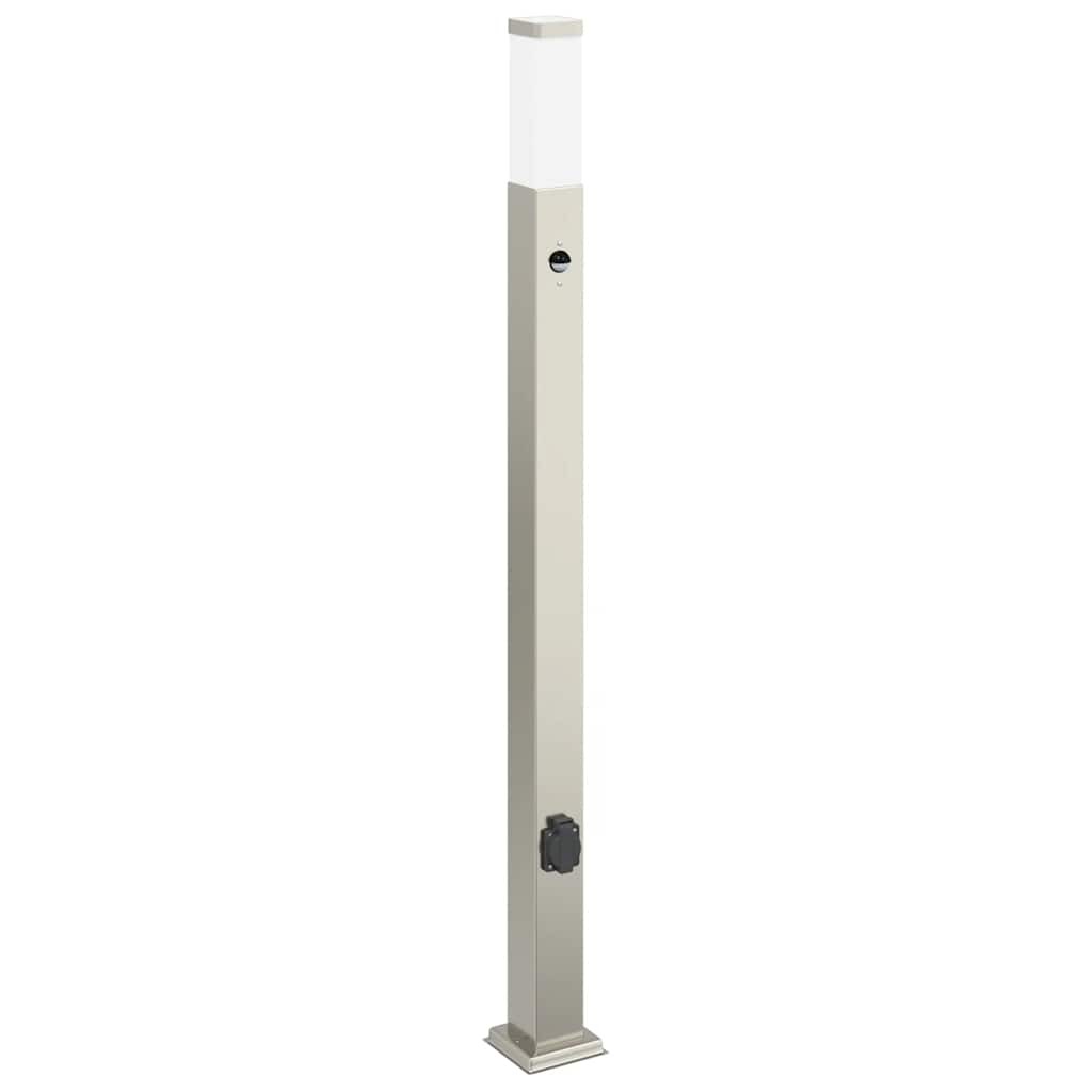 Bollard Light with Sensor&Outlet 110 cm Stainless Steel IP44 vidaXL