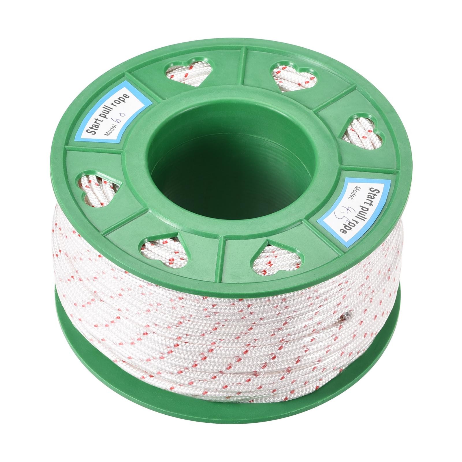 Recoil start Rope 4.5mm 3/16 Inch Dia 60m 196ft Polyester Pull Cord White Red