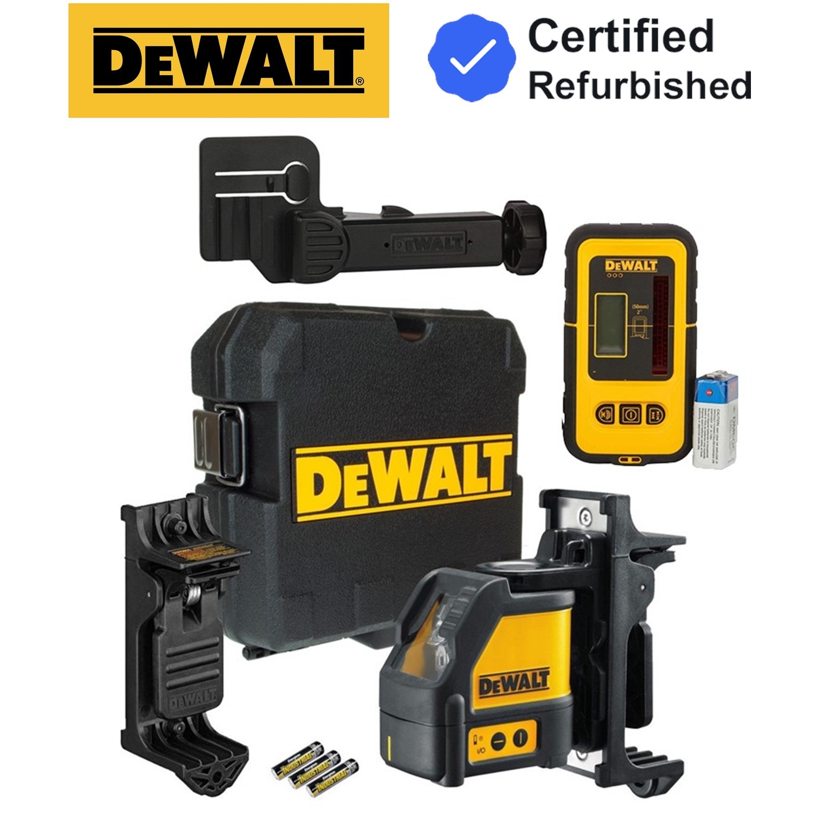 Dewalt DW088K CLL Cross Line Self Levelling Laser Level Kit + Bracket + Receiver