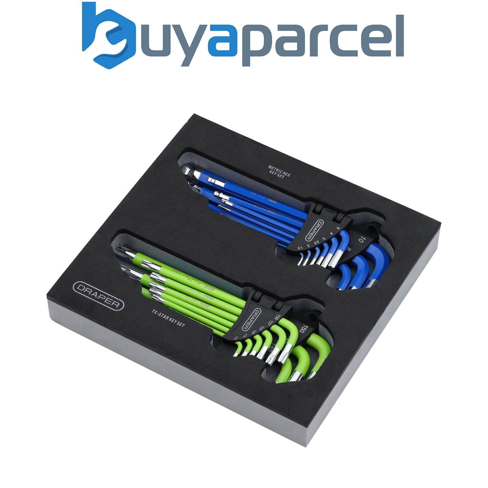 Draper 12823 Draper TX-STAR Metric Ball End Hex Key Sets in EVA Storage Tray (18