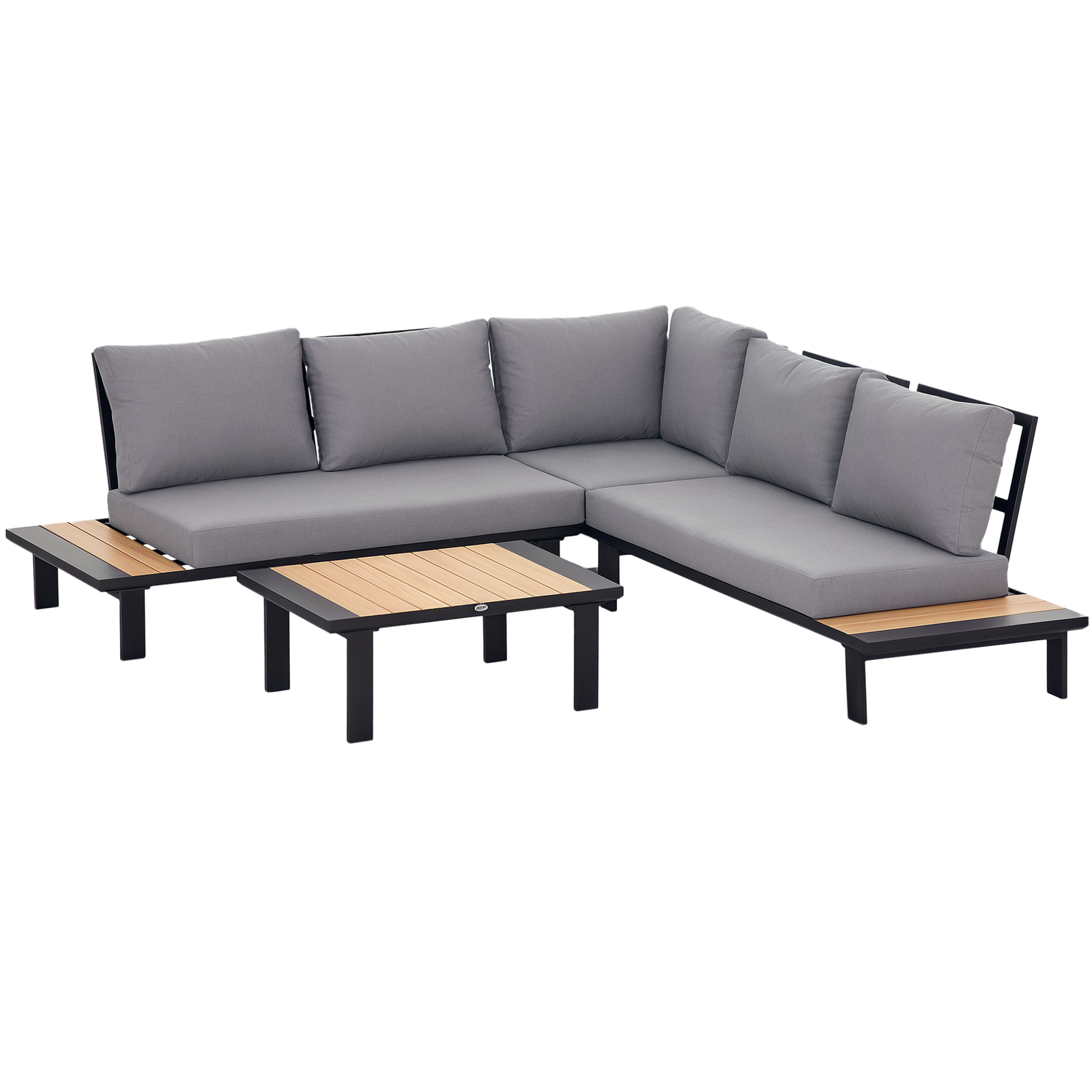 Outsunny 4 PCS Garden Furniture Conversation Set w/ Loveseat Table, Grey