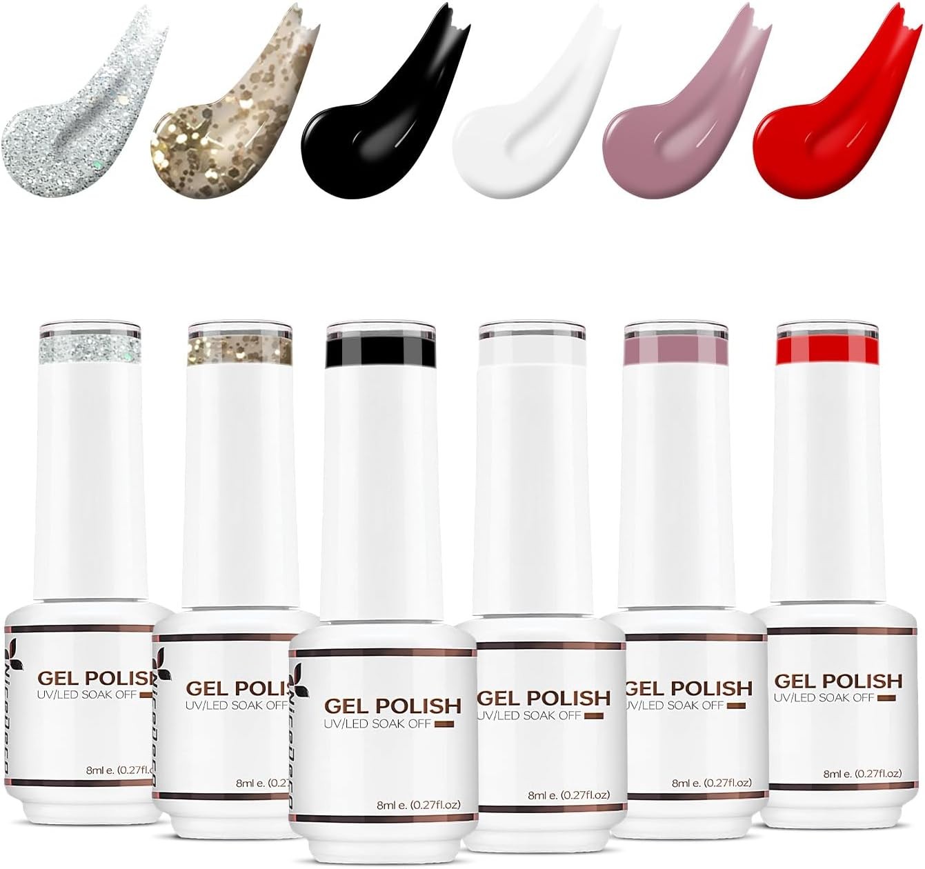 Nicedeco Gel Nail Polish Set, UV/LED Soak-Off Gel Polish Nail Art Manicure Pedi