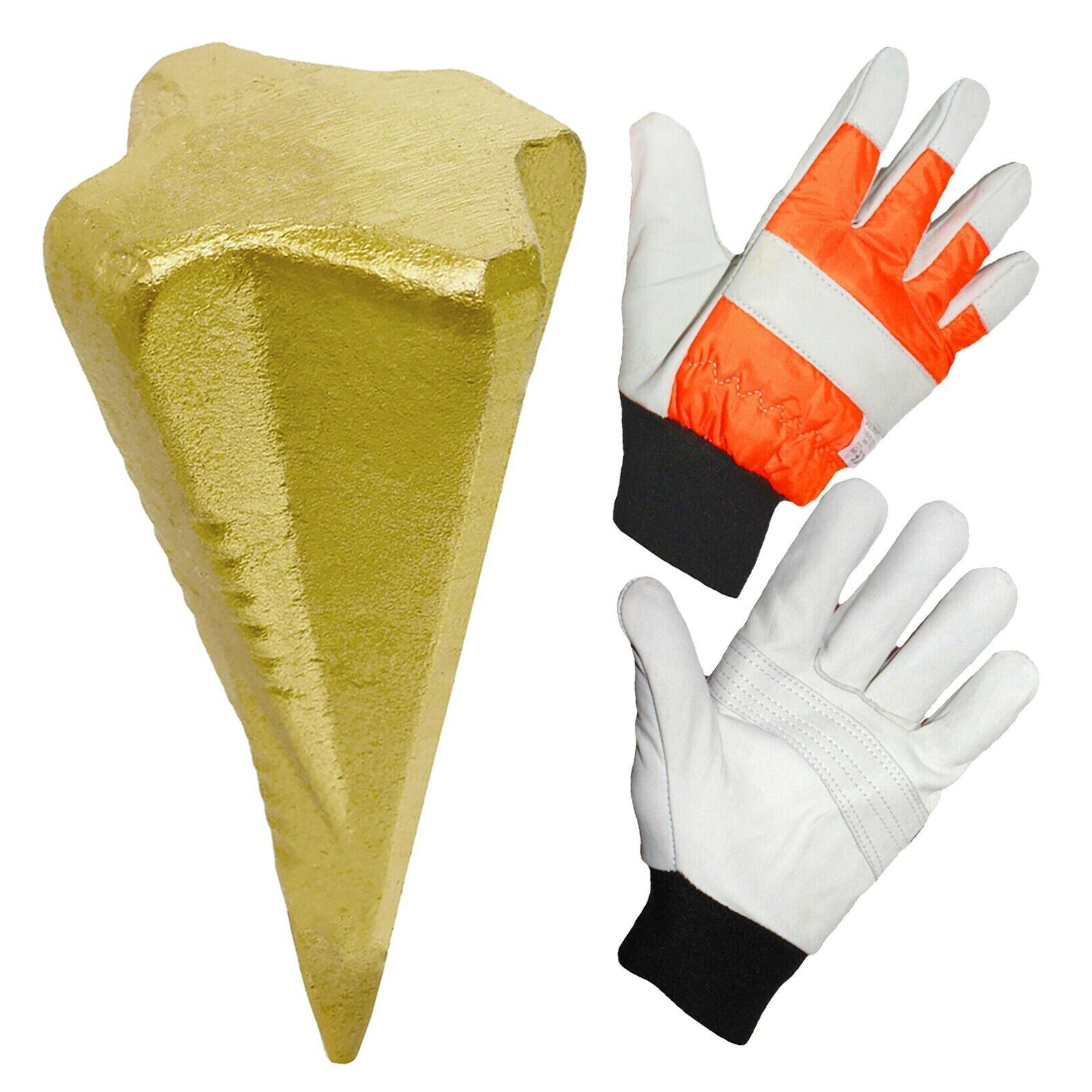 Log Splitter Wood Splitting Axe Wedge Maul Spike Bomb Grenade + Safety Gloves