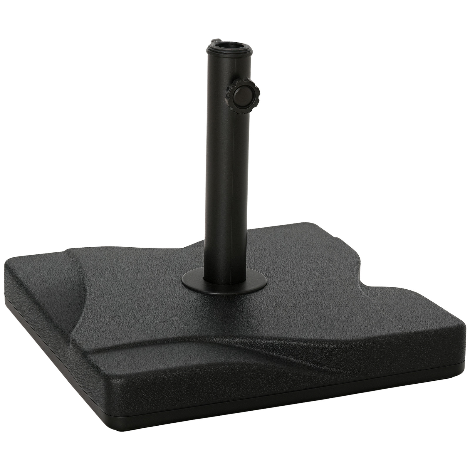 Outsunny 20KG Square Patio Parasol Base, Fits 32mm, 38mm, 48mm Pole - Black