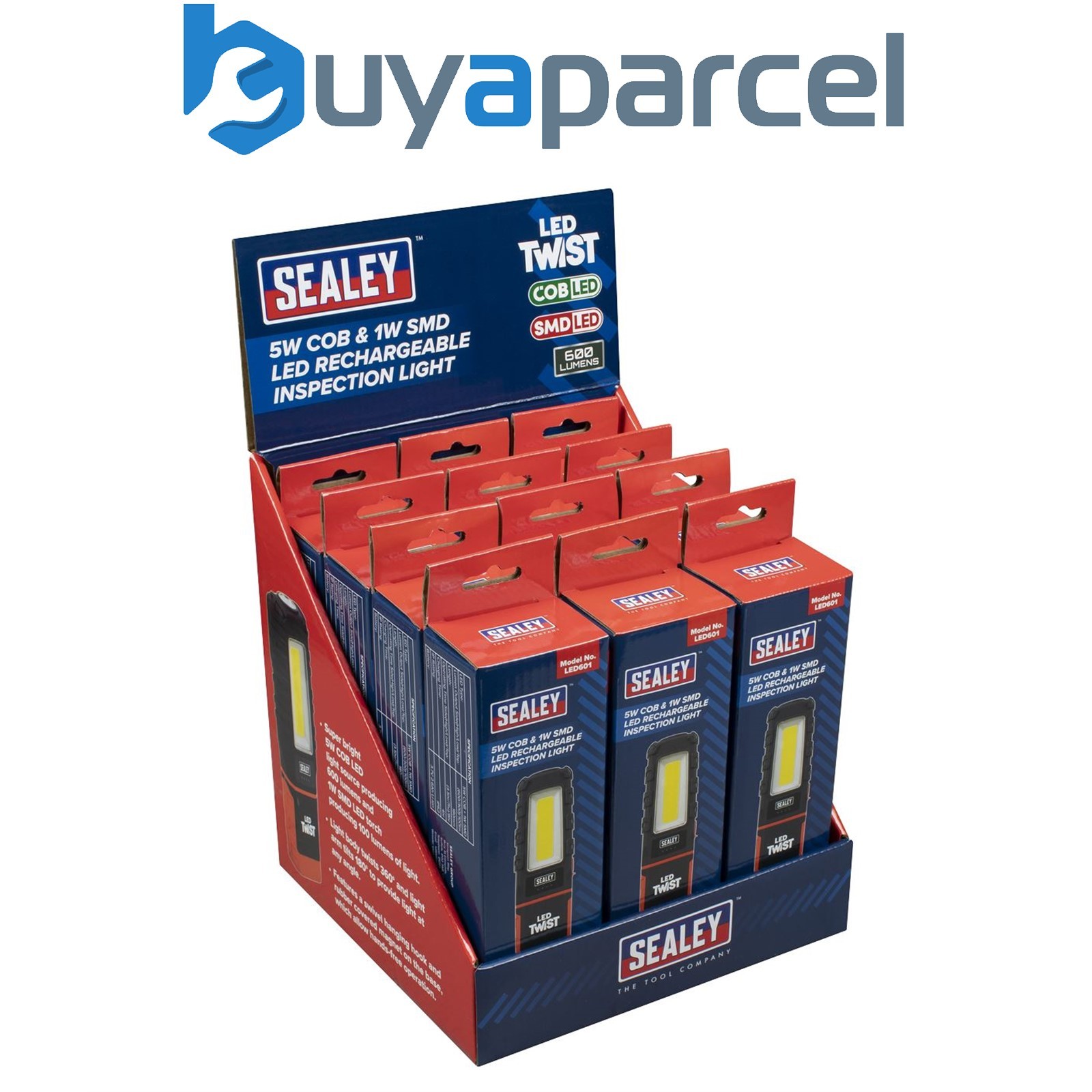 Sealey LED601DB LED Twist Rechargeable Inspection Light 5W COB & 1W SMD - Displa