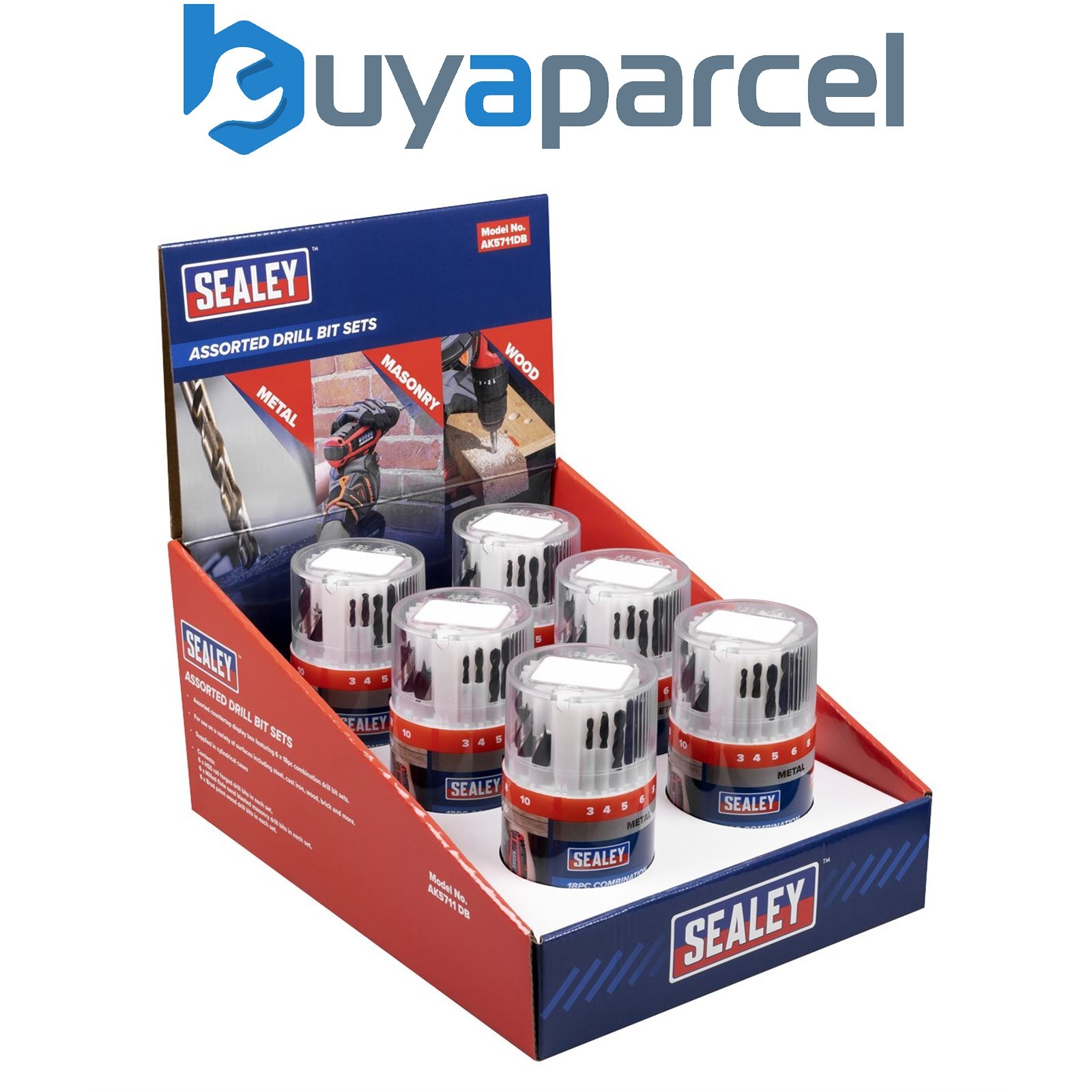 Sealey AK5711DB Drill Bit Sets Combination Display Box of 6