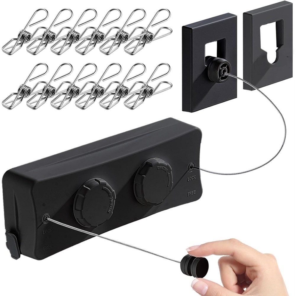 Retractable Clothesline - Heavy Duty 44lb Dual 304 Stainless Lines,16.7ft7206