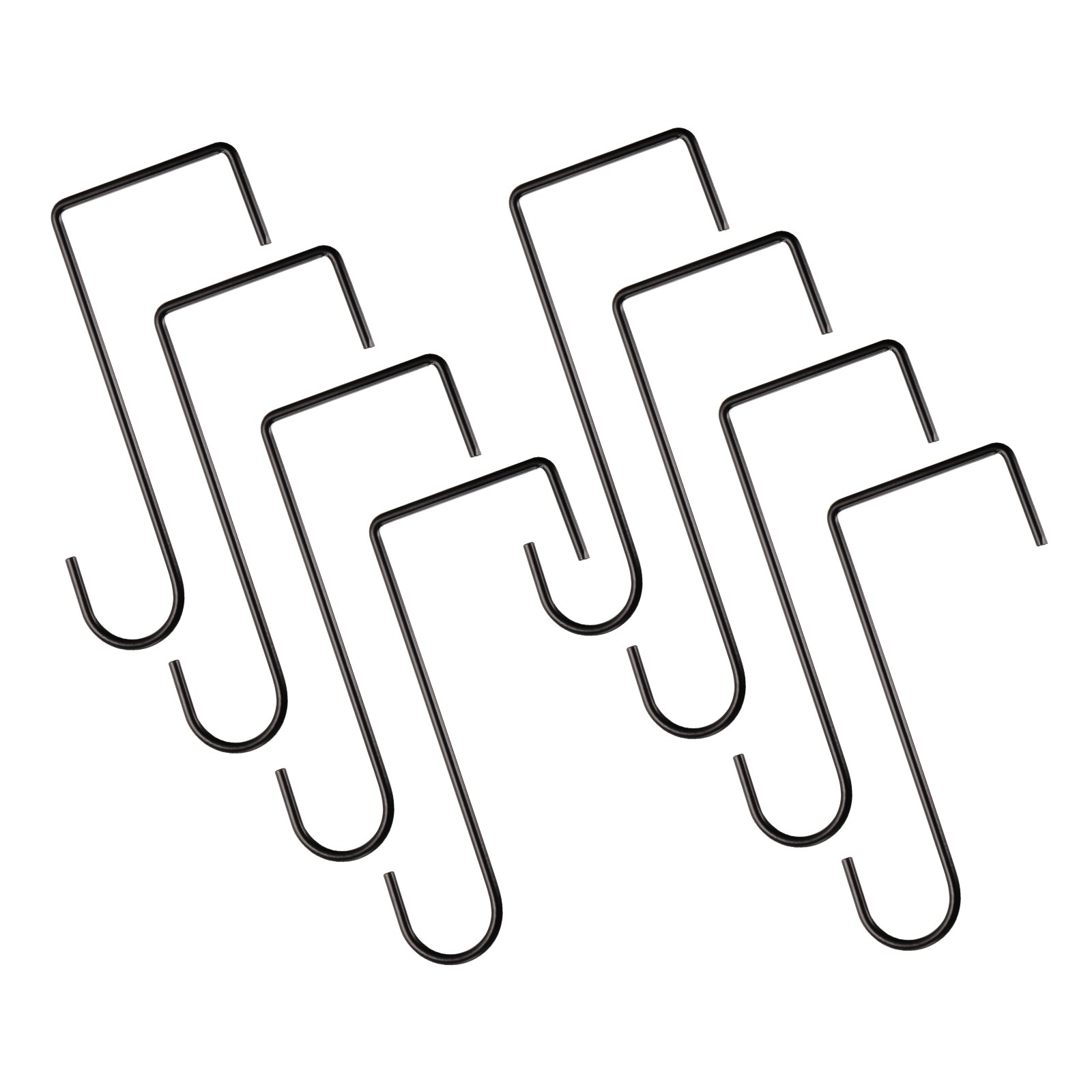 8Pcs Vinyl Fence Hooks Patio Hooks, 3 x 8 Inch Fence Hooks Hangers, Black