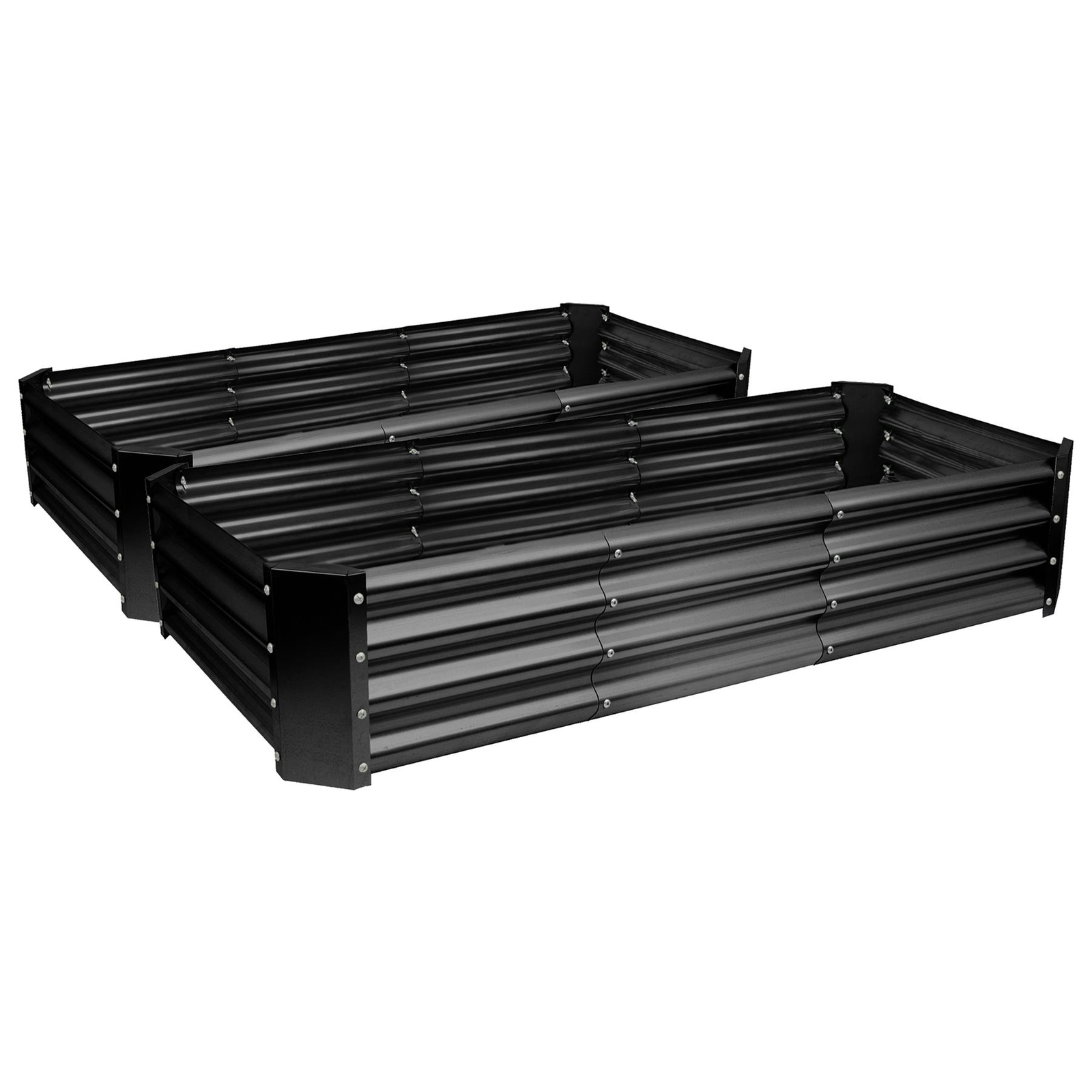 2x Anthracite 180cm x 90cm Rectangle Galvanised Steel Raised Garden Beds Planter