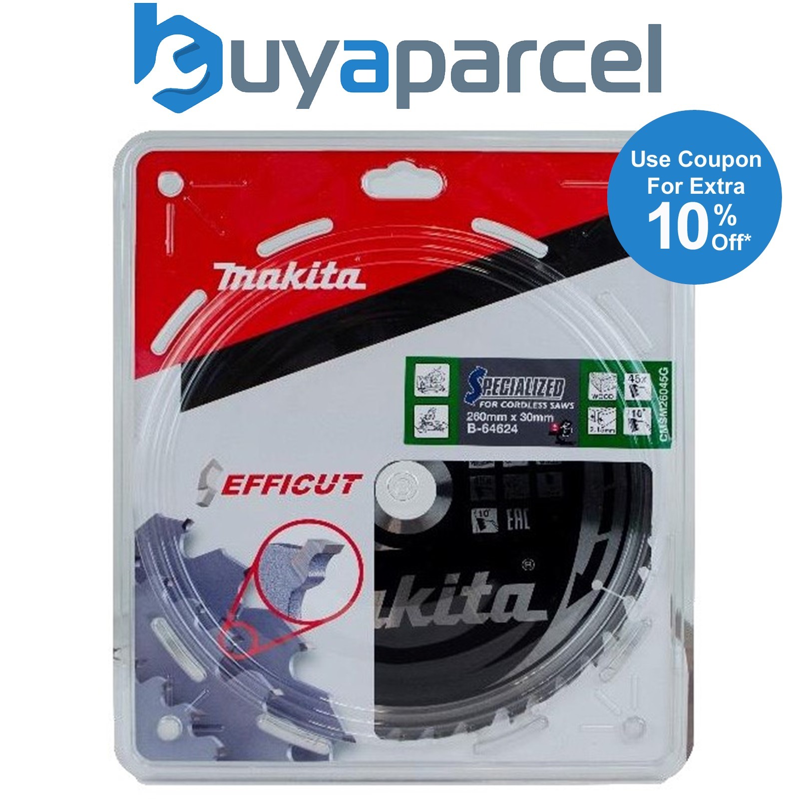 Makita B-64624 260mm x 30mm 45 Teeth Efficut Cordless Mitre Saw Blade DLS110