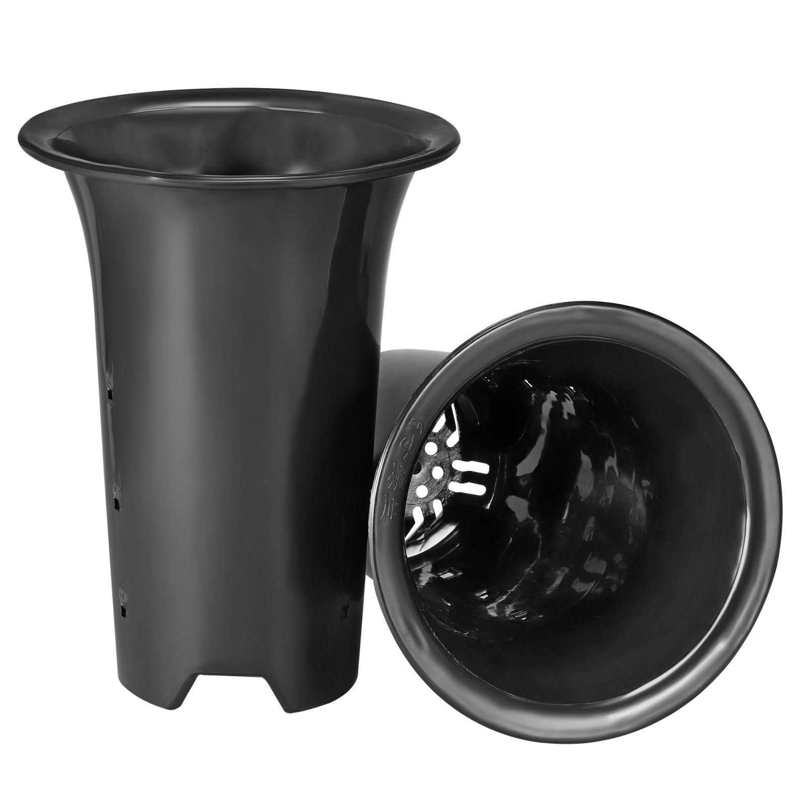 2pcs 6.7" Plastic Orchid Pot with Holes Garden Flower Plant Container, Black