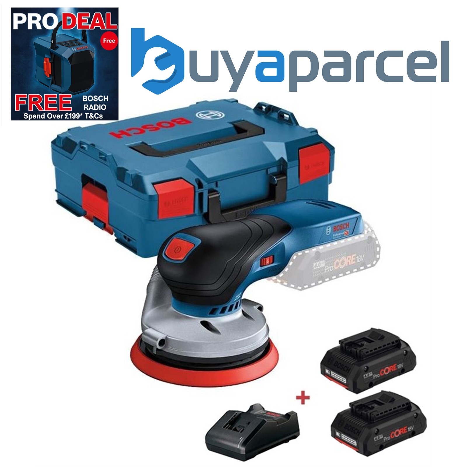 Bosch GEX 18V-125 Brushless 18v Random Orbital Sander + LBOXX + 2 x 4ah Procore